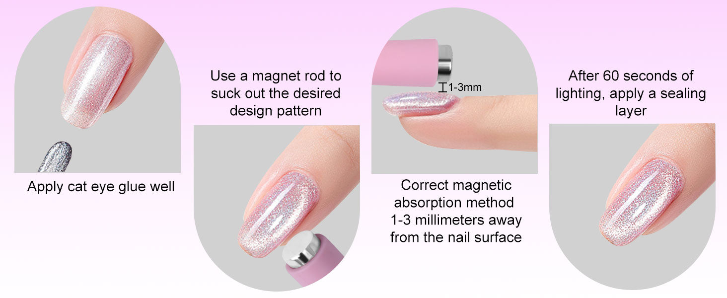 Power Magnet !~ (Upgraded 5 in 1 Multi-Function Nail Magnet Pens with Silicone Protective Case, Magnetic Nail Polish Magnet Wand for Nails Cat Eye Nail Design Tools Nail Art Accessories)