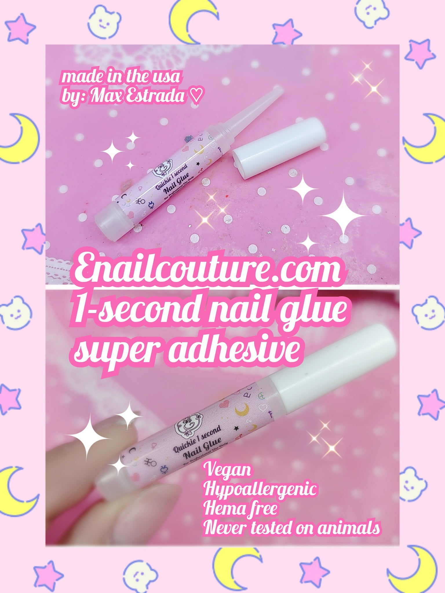 1 second Nail Glue!~ (Super Strong Nail Glue For Nail Tips, Acrylic Nails and Press On Nails)