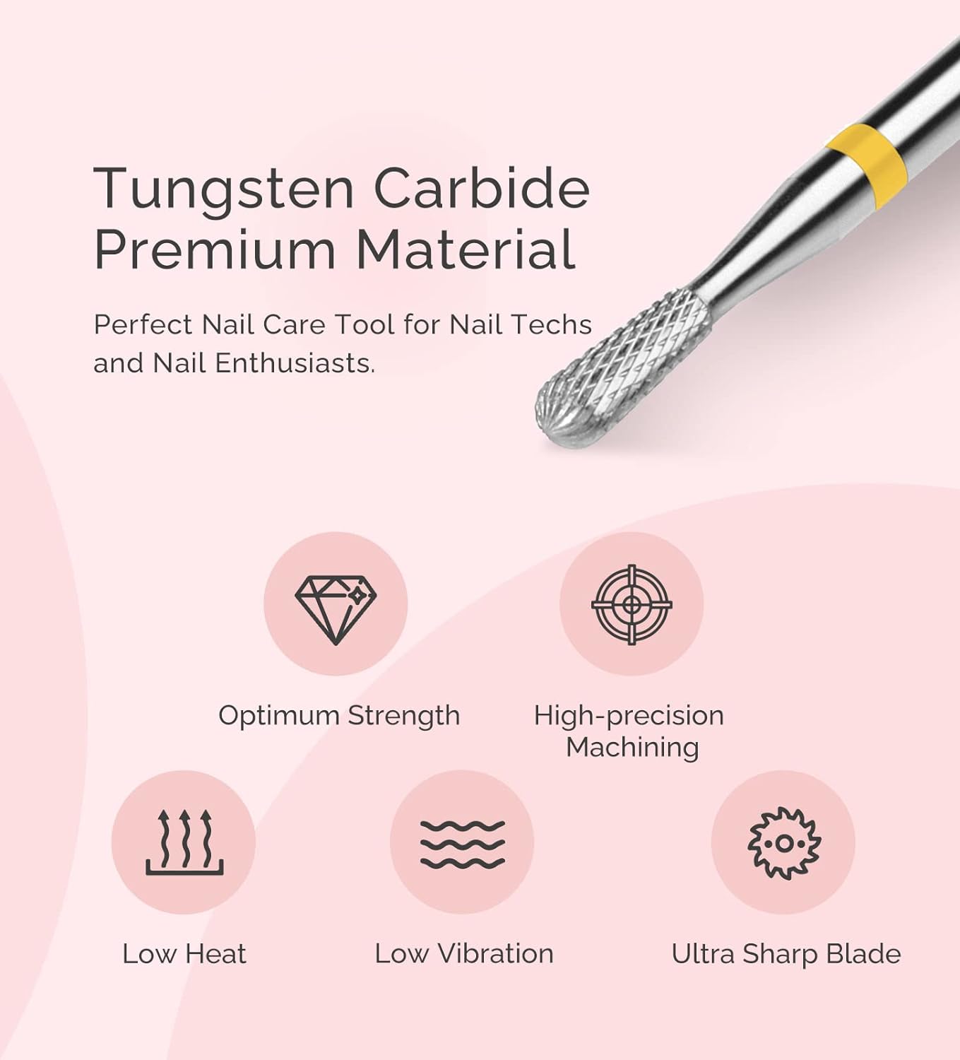 Gentle Bit (Cuticle Clean Nail Drill Bit 3/32'', Professional Safety Carbide Under Nail Cleaner Nail Bit for Cuticle Dead Skin Nail Prepare, Two Way Rotate, Manicure Nail Salon Supply, Pear Shape)