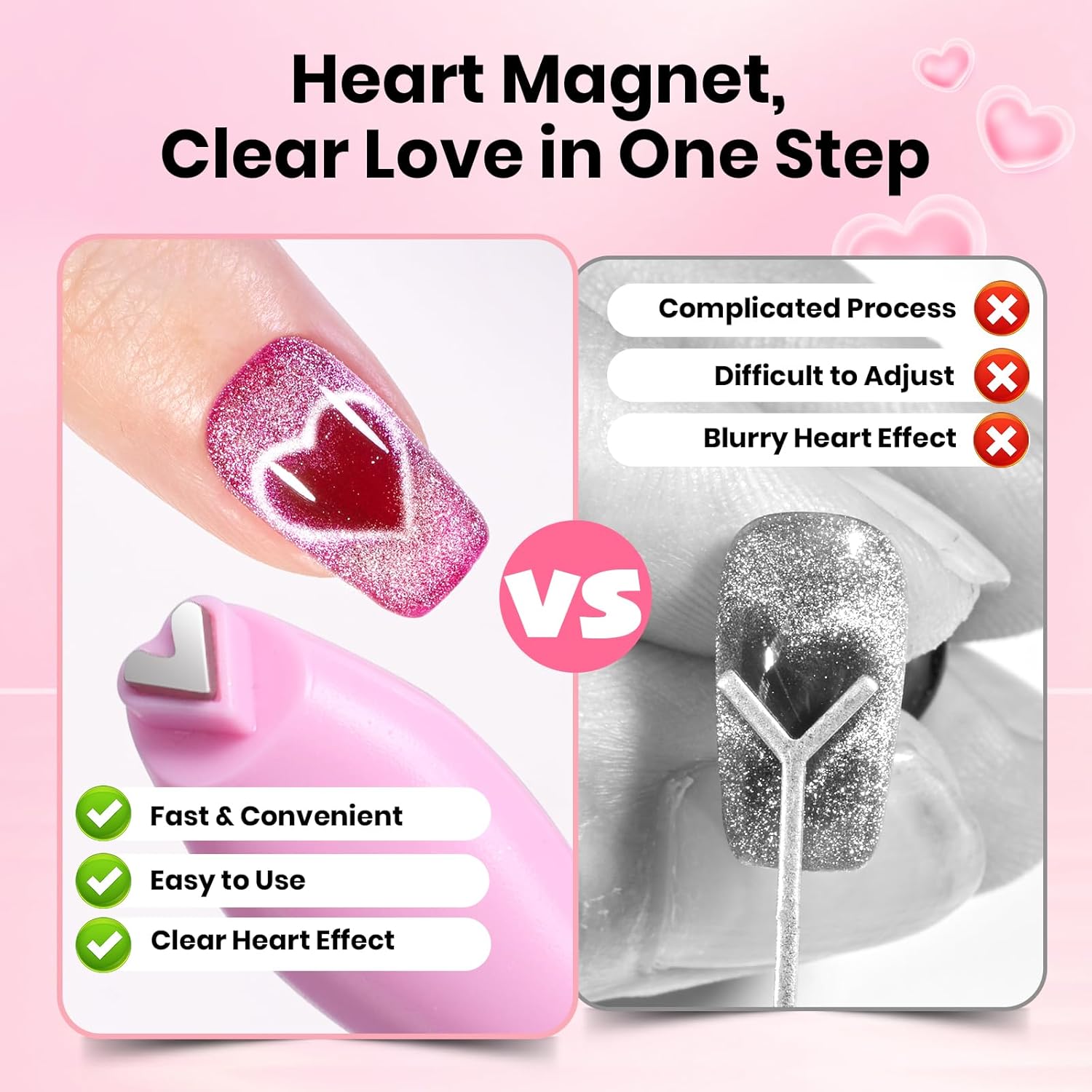 Heart Shape Magnet! (at Eye Magnet for Nails - 3 in 1 Nail Magnet for Cat Eye Gel Nail Polish Heart/French/Stripe/Glass Bead/Side Light/Wide Light Effect Magnetic Nails Art Tools Home DIY Salon Manicure Design)