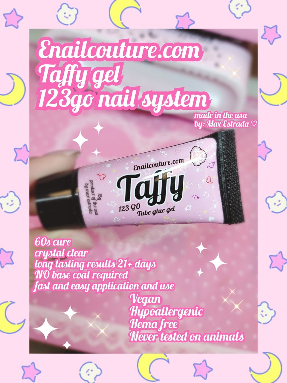 Taffy Gel ! 123go glue gel  (Soft Gel Nail Tips Glue Solid State Soak Off Super Strong Glue for Acrylic Nails Curing Needed for Nails Extension Press On Nails 15g)