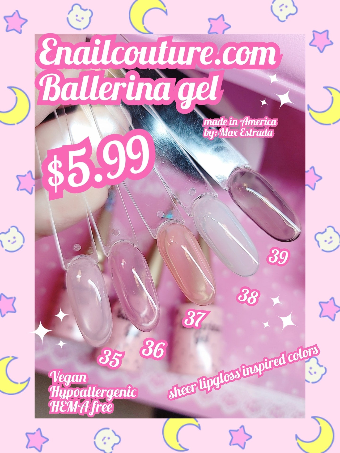 Ballerina Gel (10ML Hema-free Gel Nail Polish Set,Nude Gel Polish Soak Off LED Nail Gel Polish Set Nail Art Manicure Salon DIY)