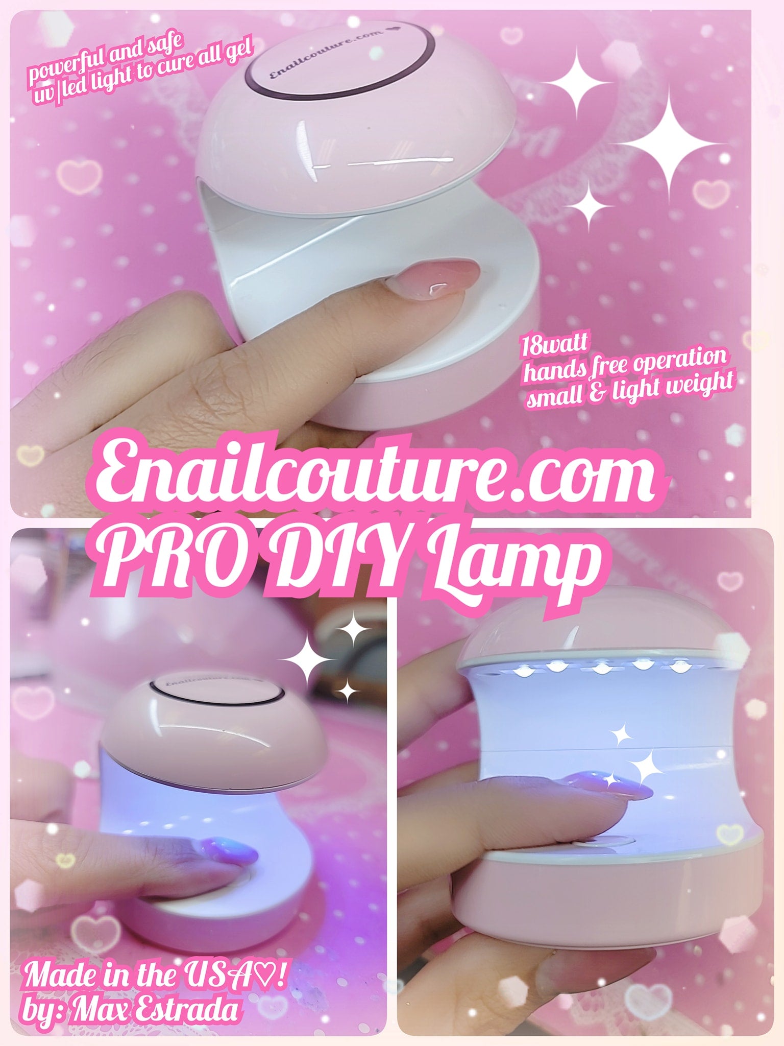 PRO DIY Lamp !~ uv/led flash lamp hands free (Mini LED Nail Lamp,Innovative Gel Nail Lamp for Easy and Fast Nal Extension System,Quicky-Dry Nail Light,Portable USB Mini UV Light for Travel Manicure Home DIY,UV LED )