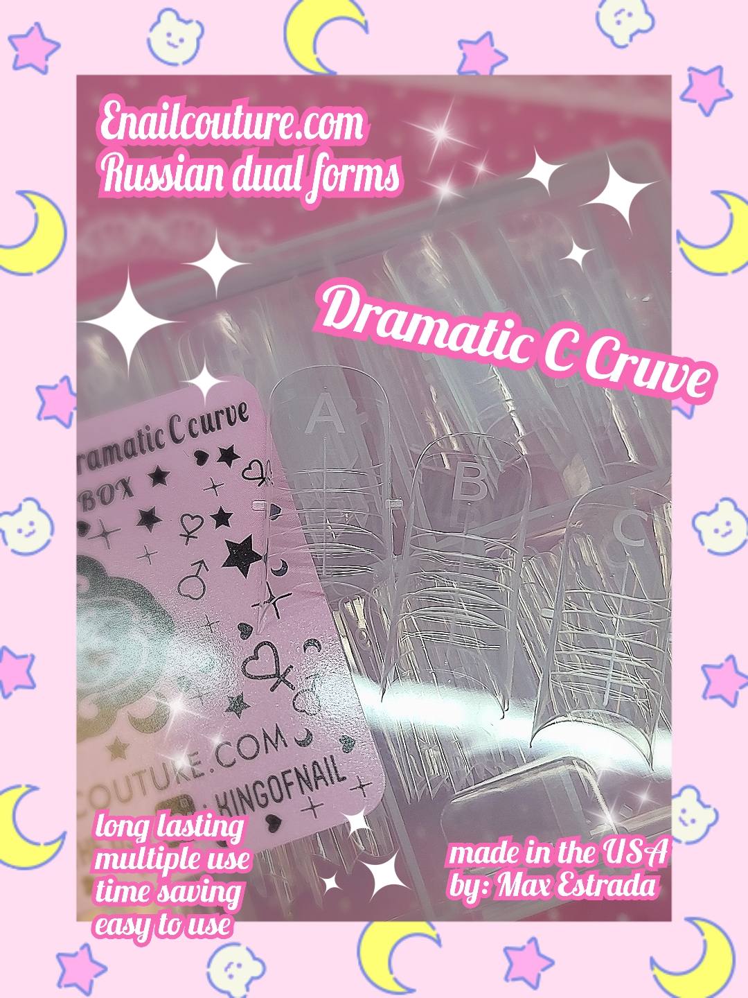 Russian Dual Forms!~ (Dual Nail Forms,Pointed Shape Extension Poly Nail Gel Nail Forms Full Cover Nail Molds 12 Sizes for Solid Nail Gel Glue Nail Art Design Salon)