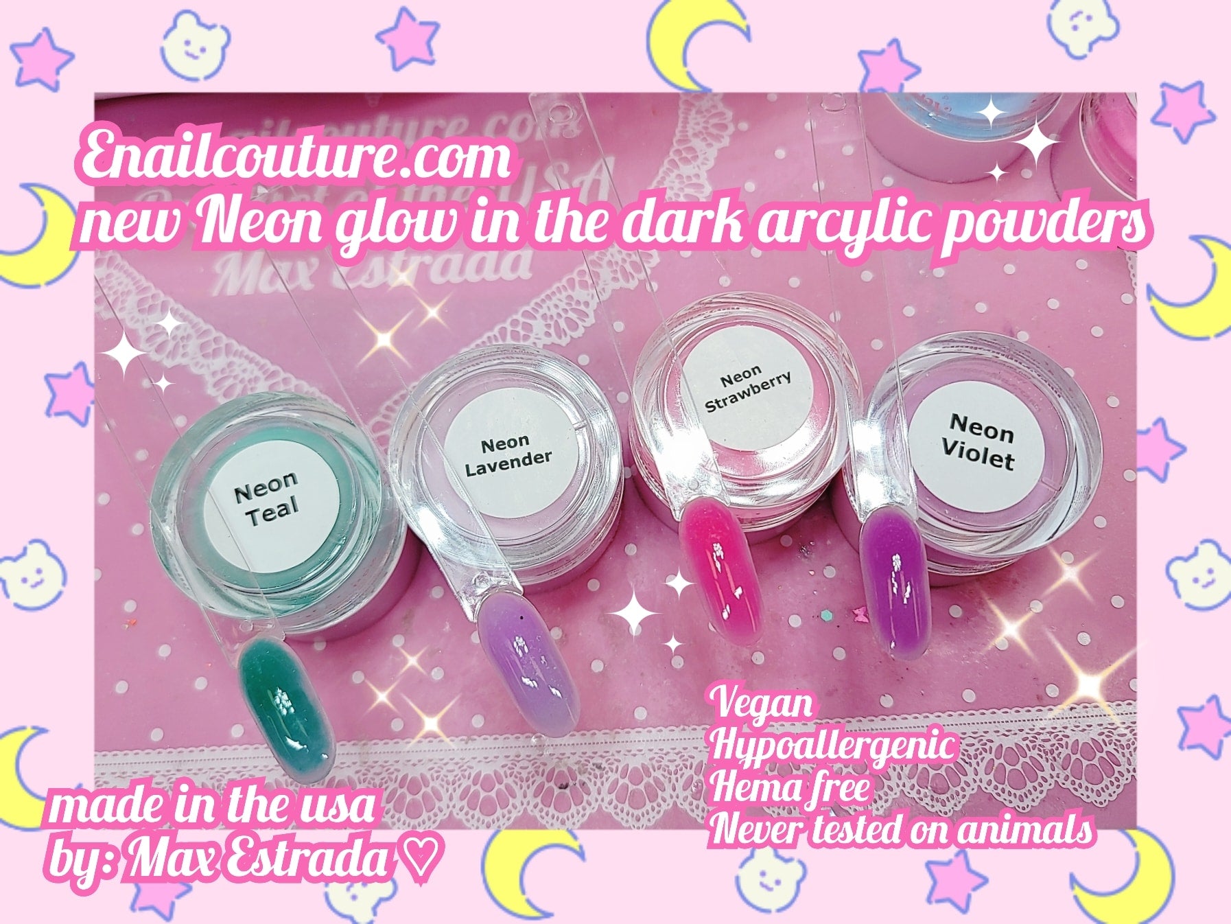 Acrylic Nail Powders ~ Glow in the Dark Collection