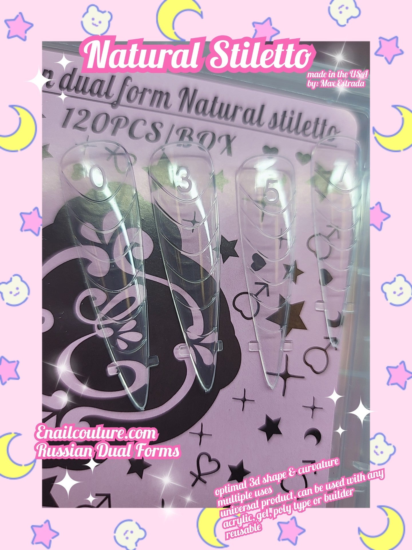 Russian Dual Forms!~ (Dual Nail Forms,Pointed Shape Extension Poly Nail Gel Nail Forms Full Cover Nail Molds 12 Sizes for Solid Nail Gel Glue Nail Art Design Salon)