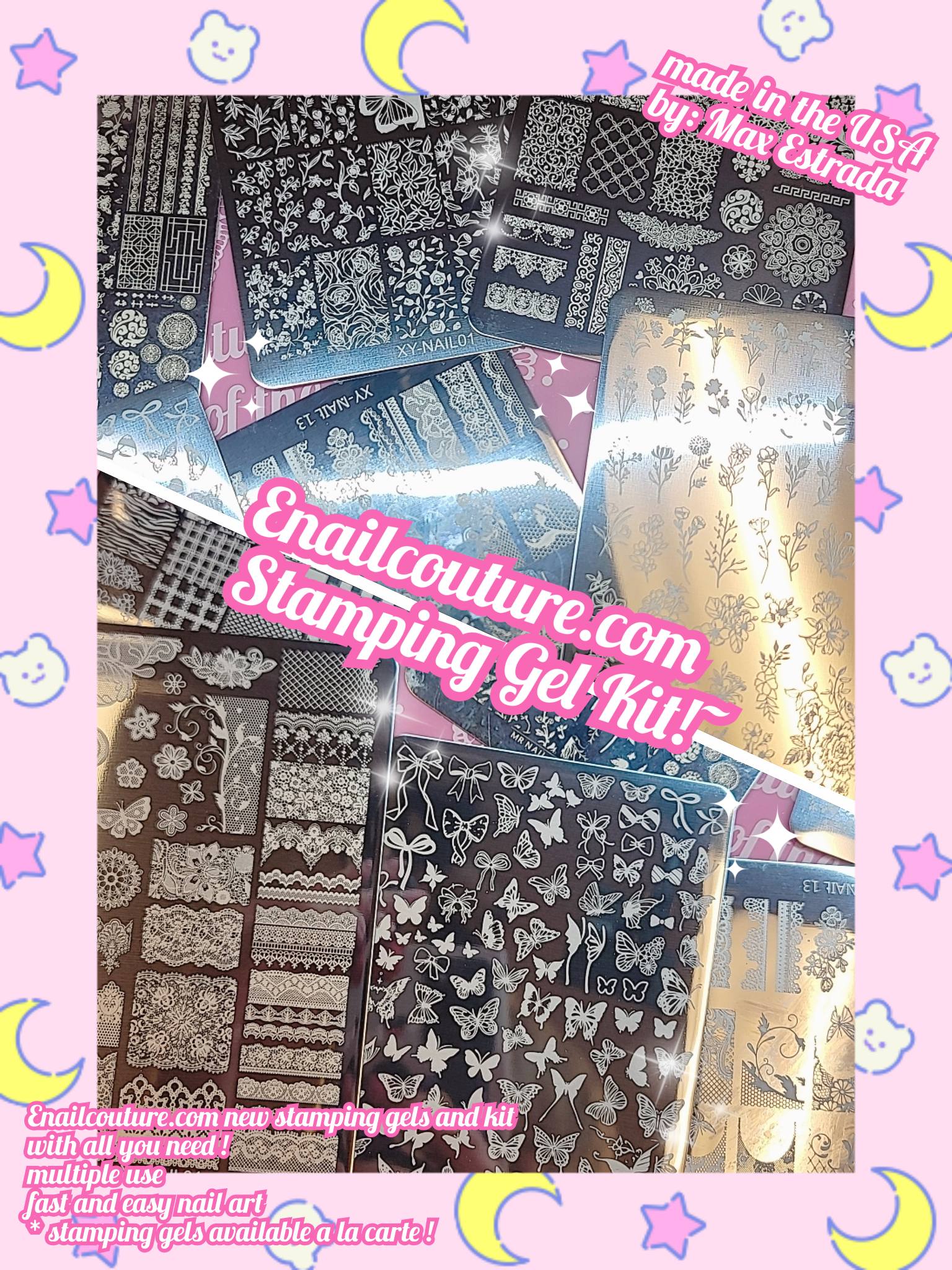 Stamping Gels Product Series !~ (Nail Art Stamping Polish,  Ombre Gel Polish Black&White, Gradient Pat Painting Gel Nail Polish French Manicure Kit with Nail Art Stamp Plate, Nail Stamper Scraper Set, UV/LED)