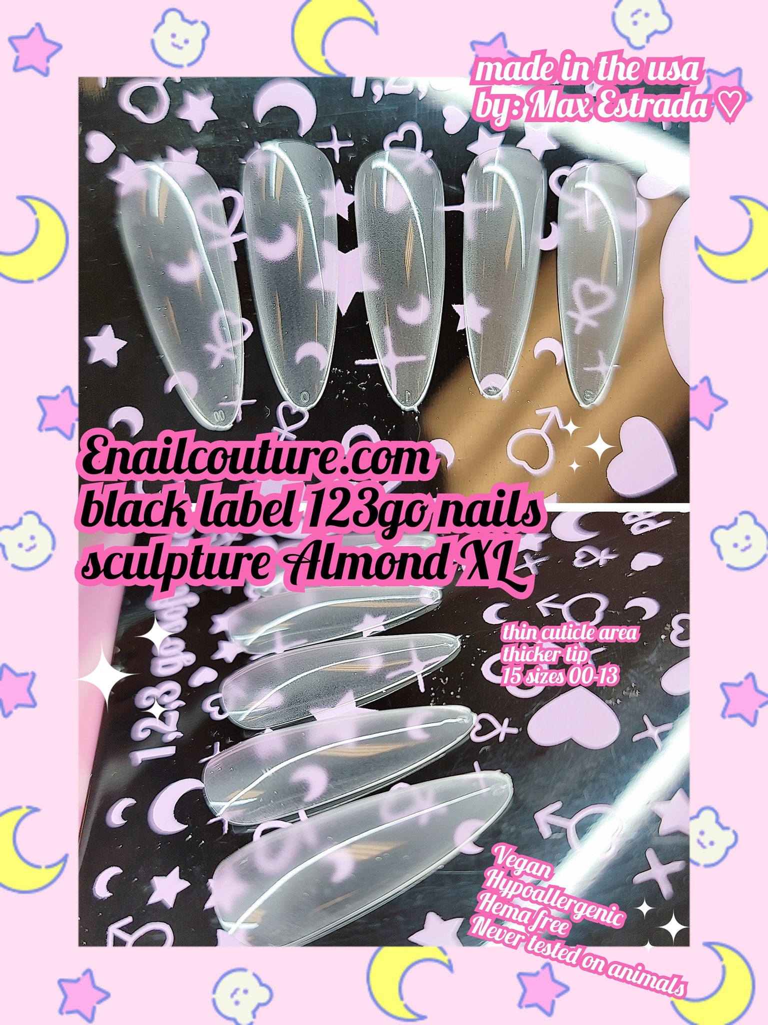 Black French 123 Go! Nails (pre made full coverage gel nail tips) (Ful