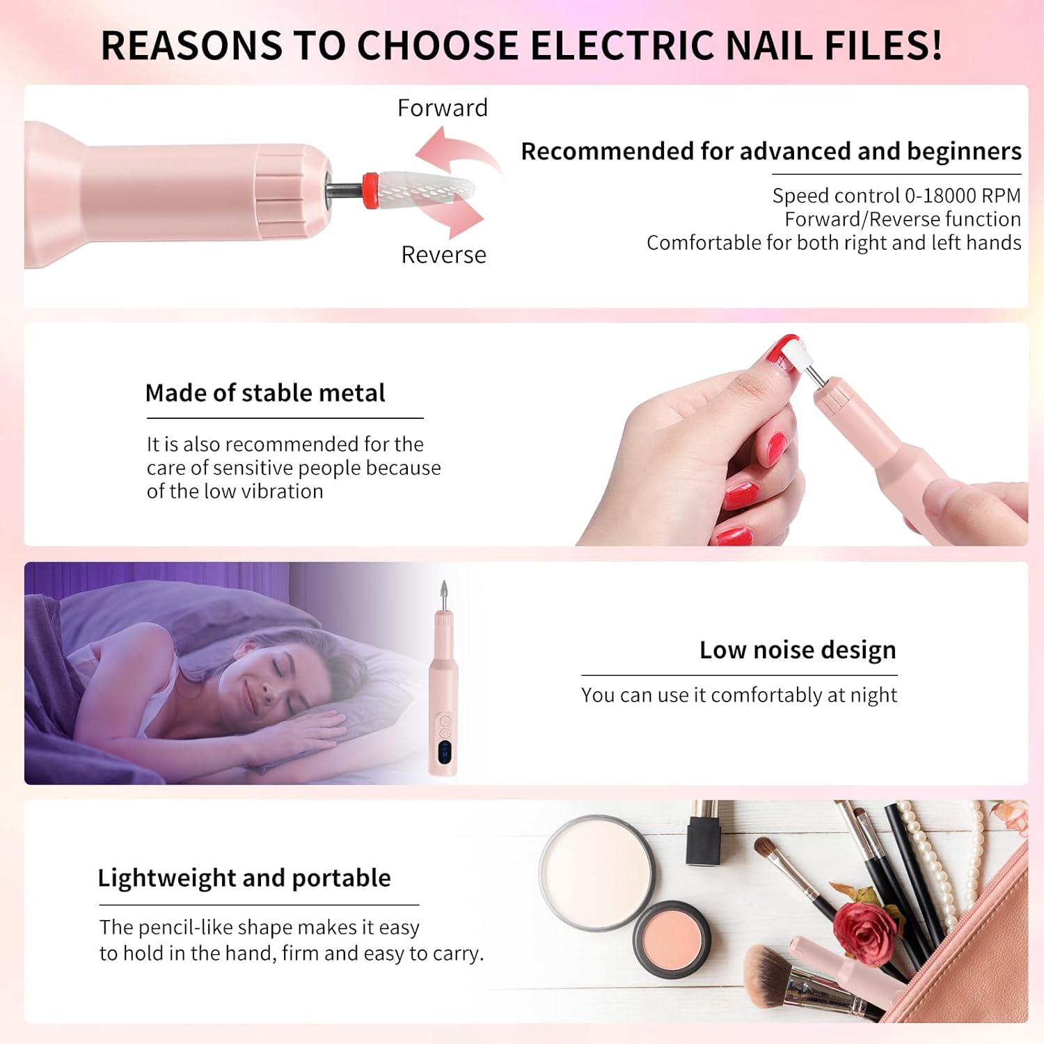 DIY PRO  Nail drill !~ ( Nail Drill Kit,USB Manicure Pen Sander Polisher With 6 Pieces Changeable Drills And Sand Bands for Exfoliating, Grinding, Polishing, Nail Removing, Acrylic Nail Tools )