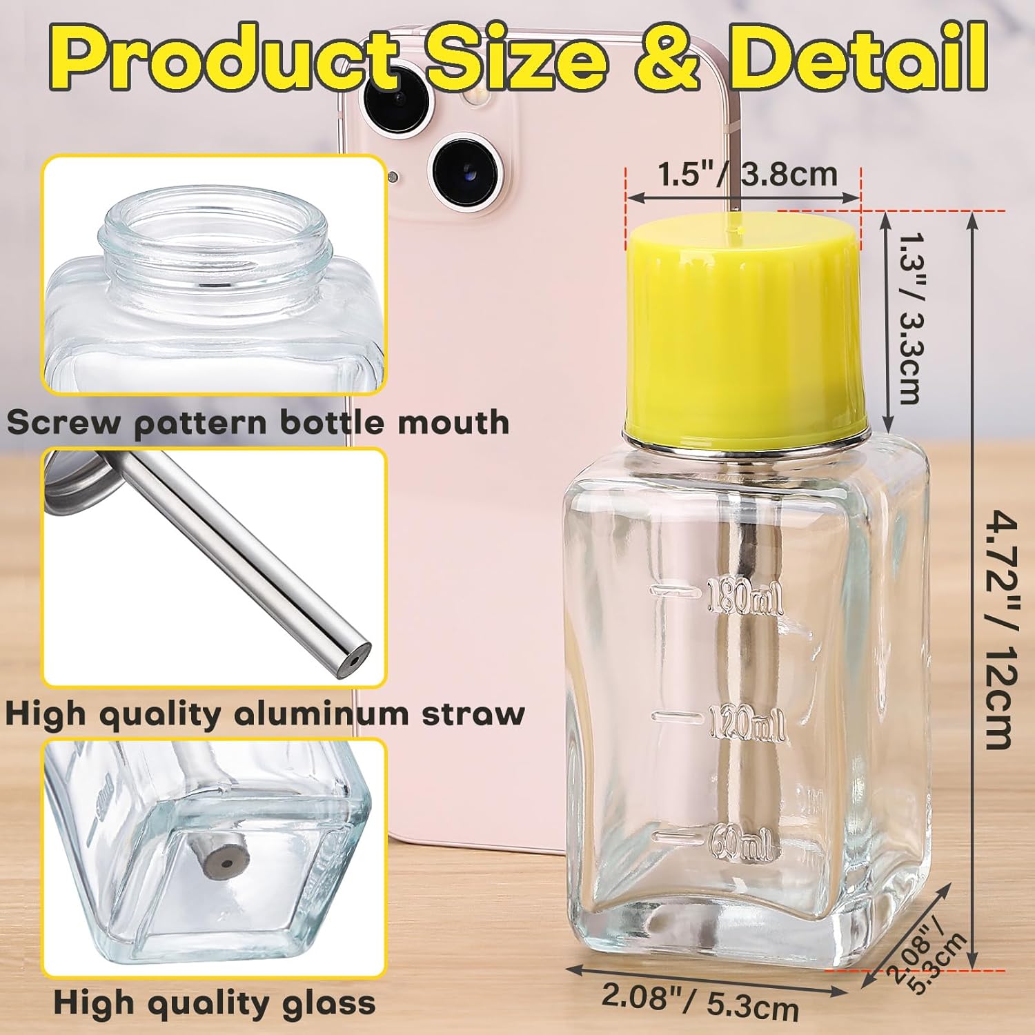 Glass Pump! (180ml Glass Push Down Pump Dispenser with Cover, Acetone Pump Dispenser)