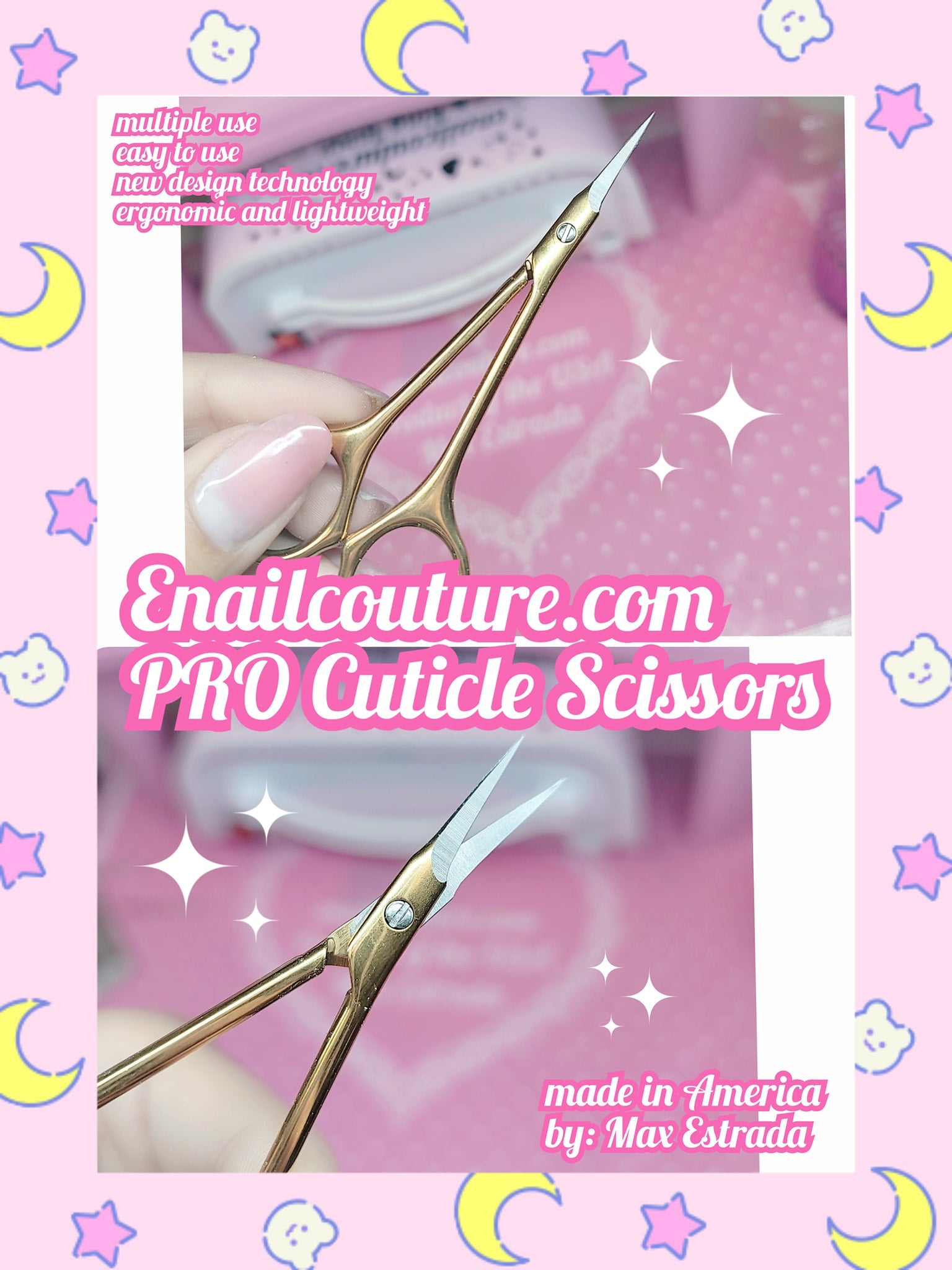 Pro Cuticle Scissors Gold (Cuticle Scissors Extra Fine for Manicure and Pedicure, Curved Blade Nail Scissors, Precise Pointed Tip Grooming Kit for Eyebrow, Eyelash, Trim Nail and Dry Skin, Small Scissors)