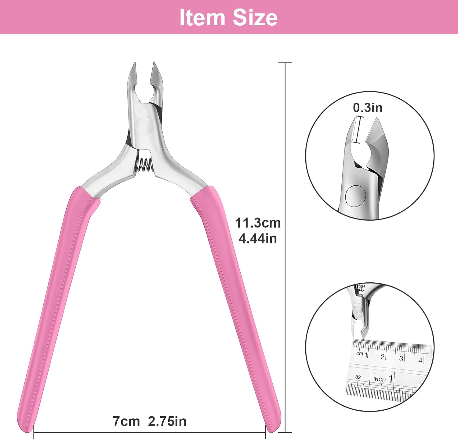 Max PRO Pink cuticle nipper!~ new 2024! (Cuticle Trimmer 3/4 Jaw Extremely Sharp Cuticle Nippers Stainless Steel Cuticle Clippers Cutter Remover Pedicure Manicure Nail Tool)