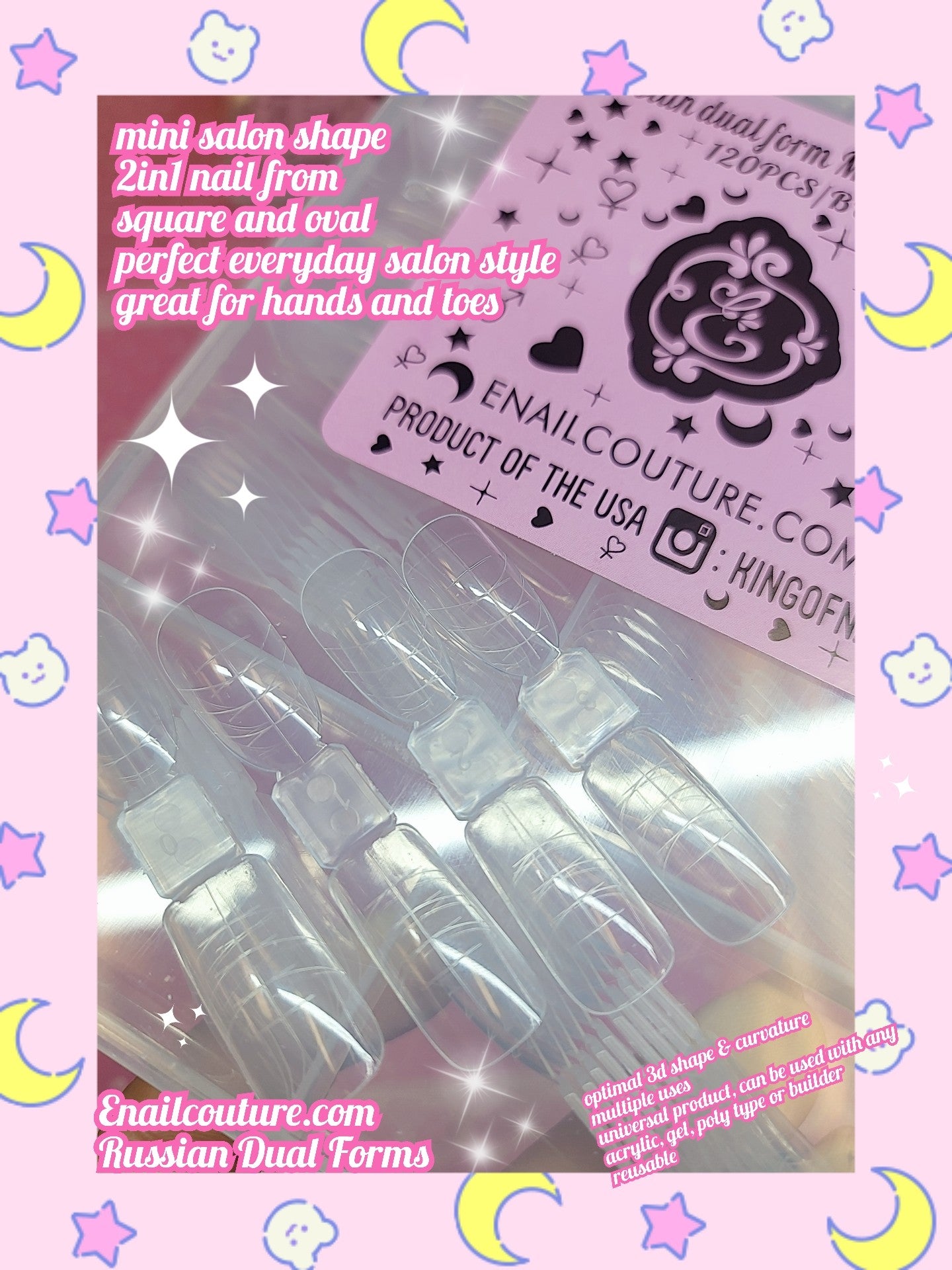 Russian Dual Forms!~ (Dual Nail Forms,Pointed Shape Extension Poly Nail Gel Nail Forms Full Cover Nail Molds 12 Sizes for Solid Nail Gel Glue Nail Art Design Salon)