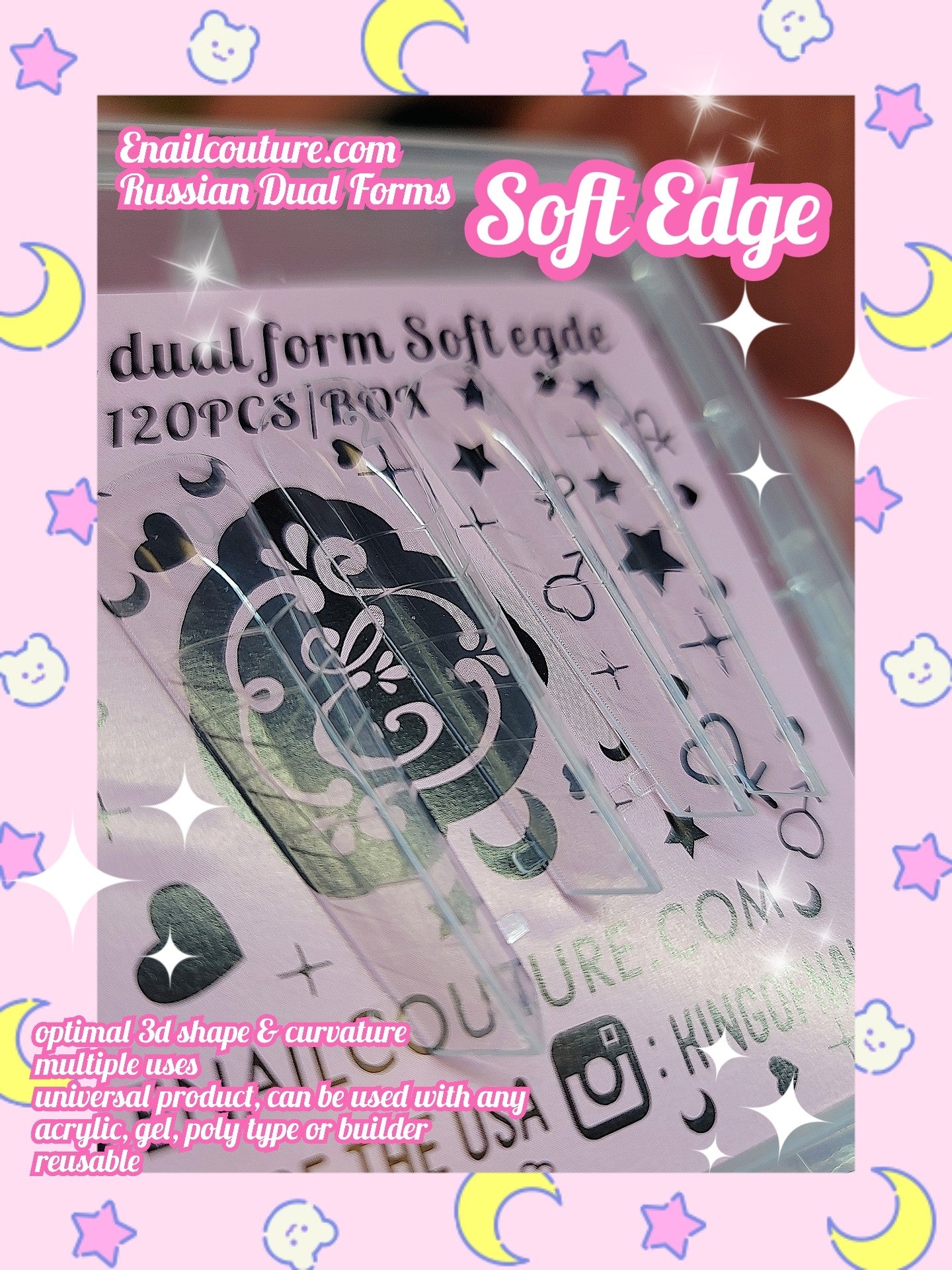 Russian Dual Forms!~ (Dual Nail Forms,Pointed Shape Extension Poly Nail Gel Nail Forms Full Cover Nail Molds 12 Sizes for Solid Nail Gel Glue Nail Art Design Salon)