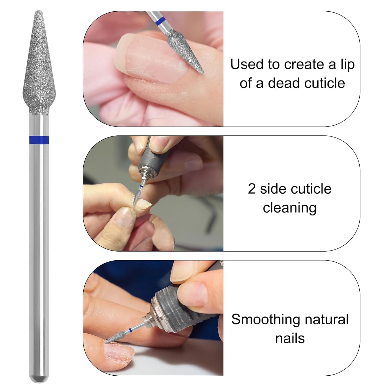 Hardware Bit (Diamond Safety Bits Small Tapered Electric Nail Drill File Cuticle Cleaner Tool for Acrylic Nails Rotary Nail Drill Machine Manicure Pedicure Polishing )
