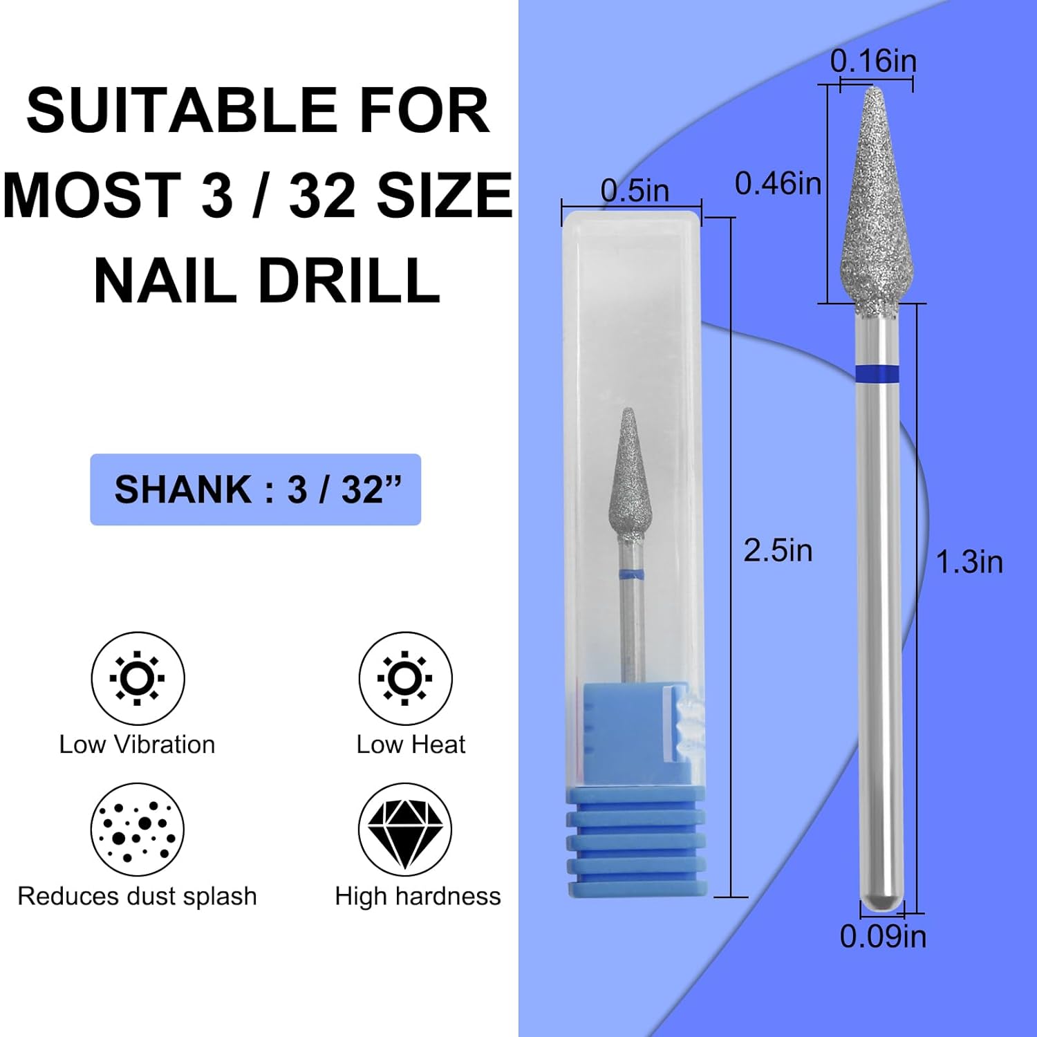 Hardware Bit (Diamond Safety Bits Small Tapered Electric Nail Drill File Cuticle Cleaner Tool for Acrylic Nails Rotary Nail Drill Machine Manicure Pedicure Polishing )