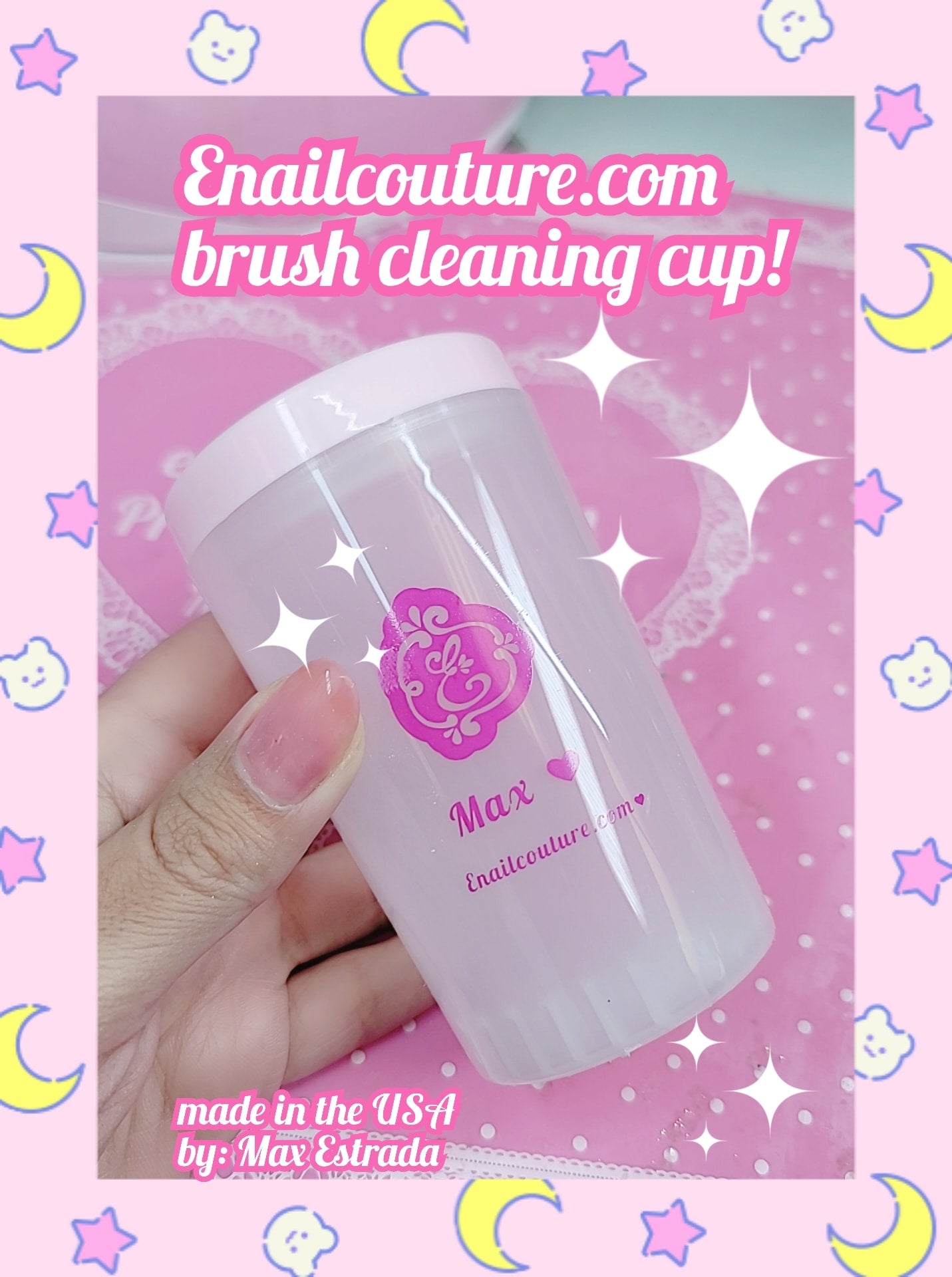 Brush Cleaning Cup (1 Piece Nail Art Brush Cleaner Cup Nail Art Tip Brushes Holder Remover Cup UV Gel Pen Polish Remover Cleanser Cup Immersion Brush Cleaner Pot Multiple Size Slots, pink Lid)