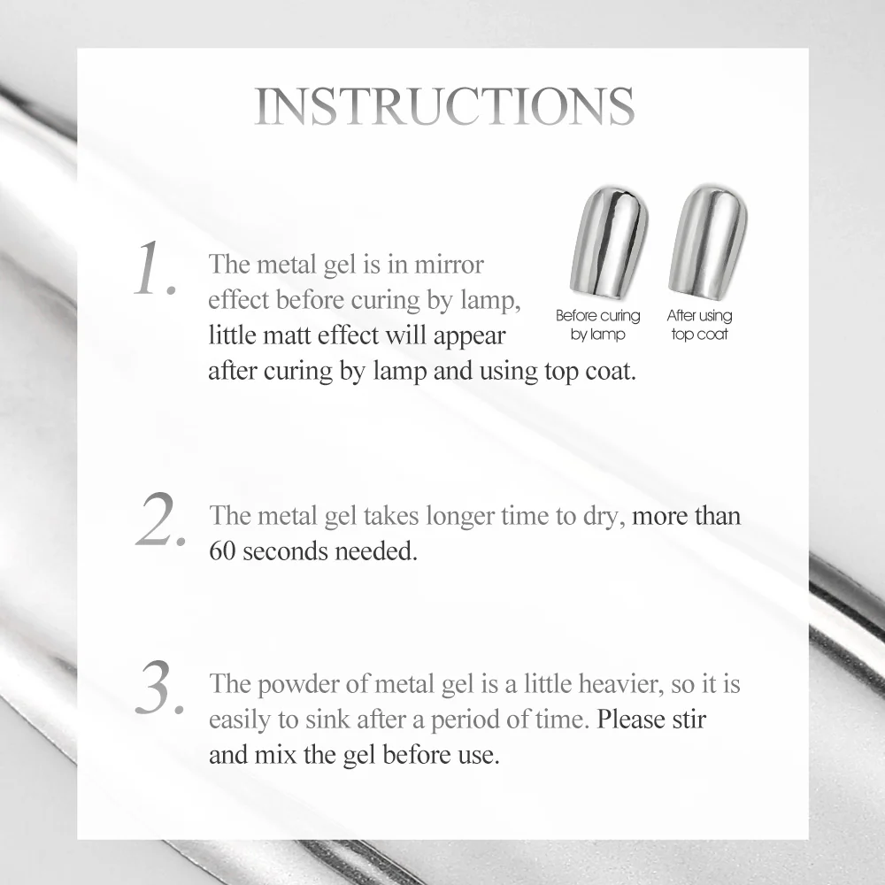 Mirror Gel !~ 15ml (Chrome Gel Nail Polish Metallic Gel Nail Polish, Silver Metal Painting Gel for Nail Art Soak off UV/LED Glossy Mirror Effect Nail Gel for Salon Manicure)