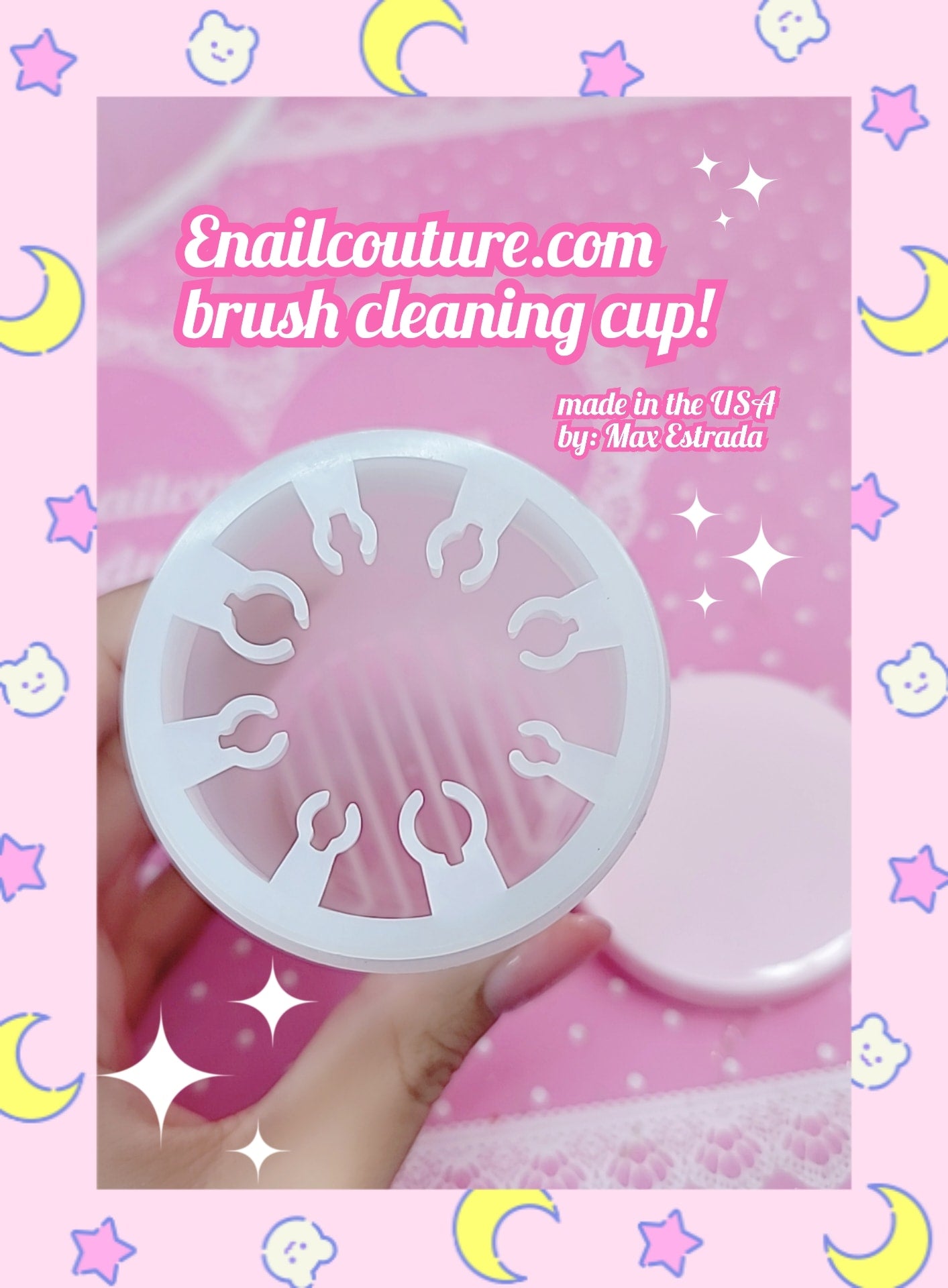 Brush Cleaning Cup (1 Piece Nail Art Brush Cleaner Cup Nail Art Tip Brushes Holder Remover Cup UV Gel Pen Polish Remover Cleanser Cup Immersion Brush Cleaner Pot Multiple Size Slots, pink Lid)