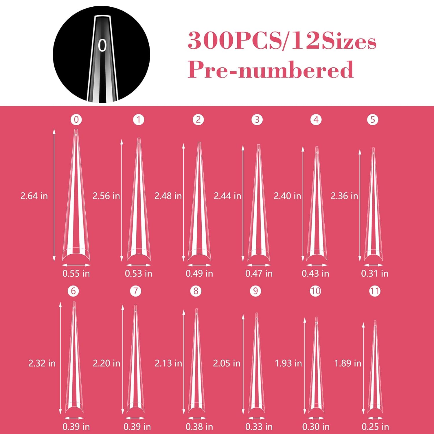 NEW Russian Stiletto Nail Tips (Stiletto Nail Tips for Acrylic Nails, XL Long Clear False Nails Tips Soft Traceless, Half Cover False Nail Tips for Nail Extension Nail Art, Home DIY Nail Salon 12 Sizes)