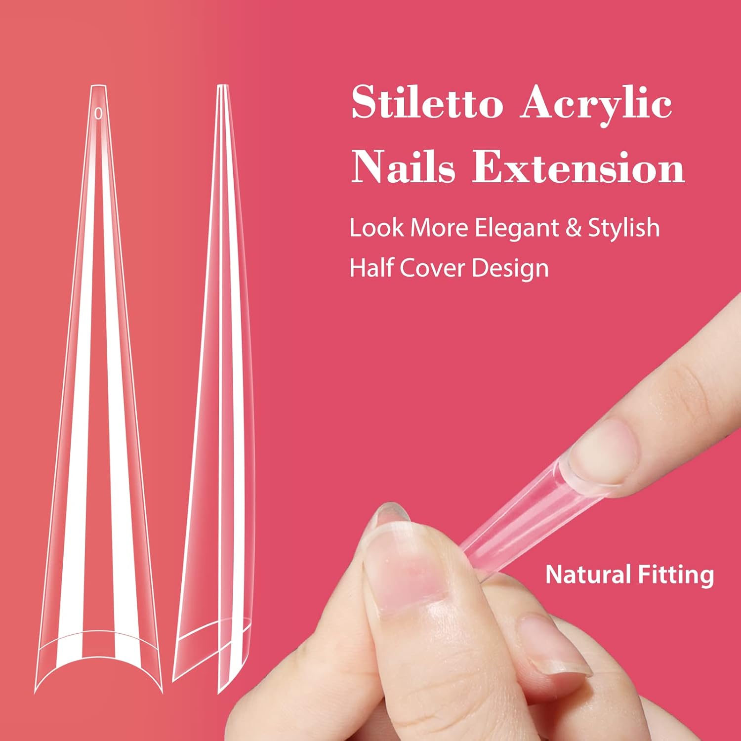 NEW Russian Stiletto Nail Tips (Stiletto Nail Tips for Acrylic Nails, XL Long Clear False Nails Tips Soft Traceless, Half Cover False Nail Tips for Nail Extension Nail Art, Home DIY Nail Salon 12 Sizes)