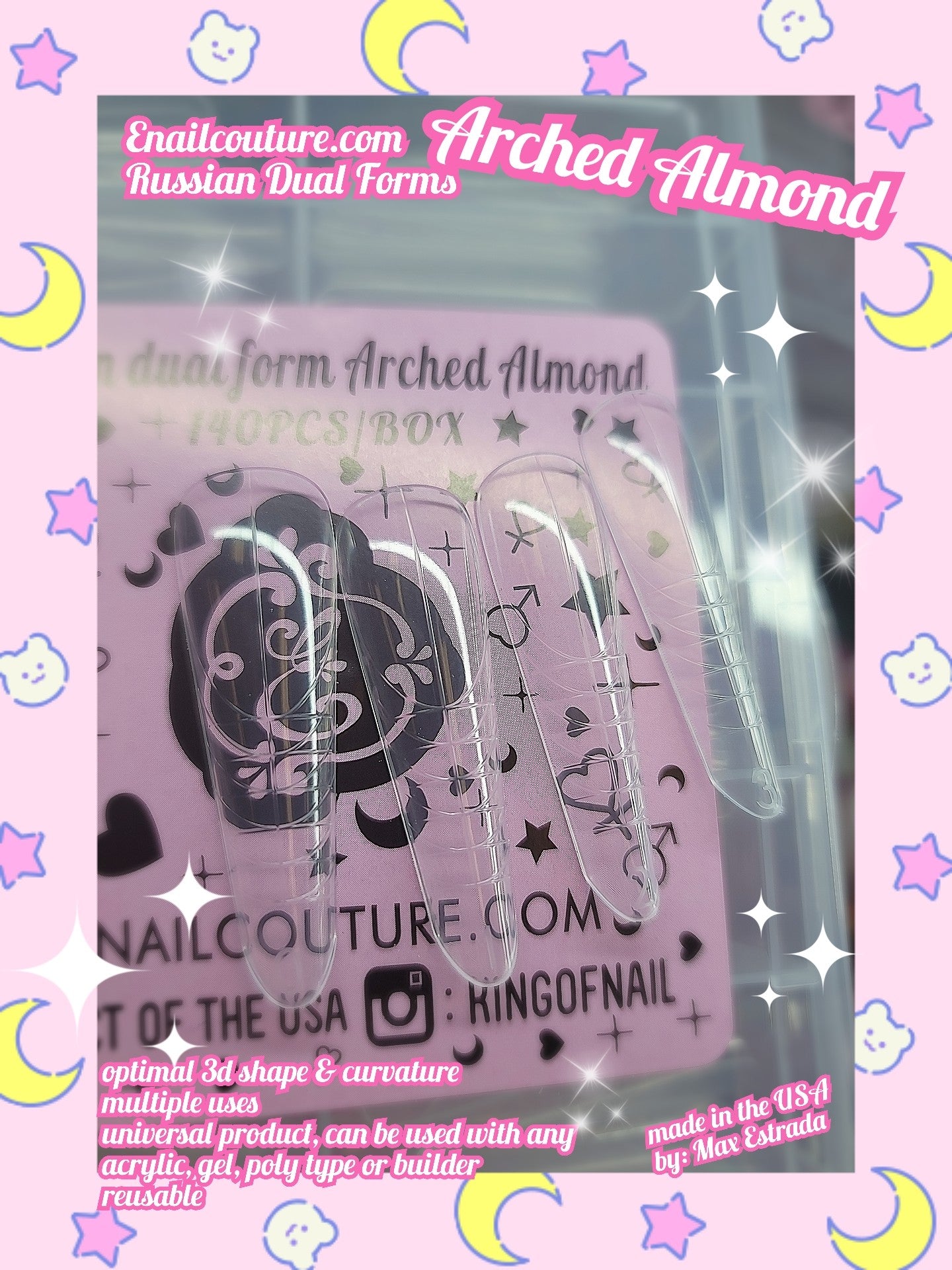 Russian Dual Forms!~ (Dual Nail Forms,Pointed Shape Extension Poly Nail Gel Nail Forms Full Cover Nail Molds 12 Sizes for Solid Nail Gel Glue Nail Art Design Salon)