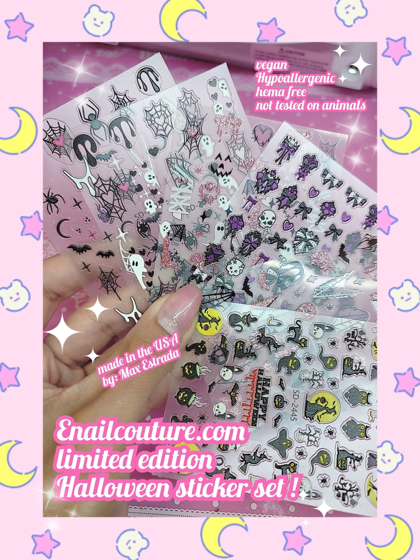 Halloween Nail Art Stickers Decals Ghost Pumpkin Spider Nails Sticker 5D Embossed Skull Hand Nails Decals Self-Adhesive Spider Web Eye Nail Art Decal