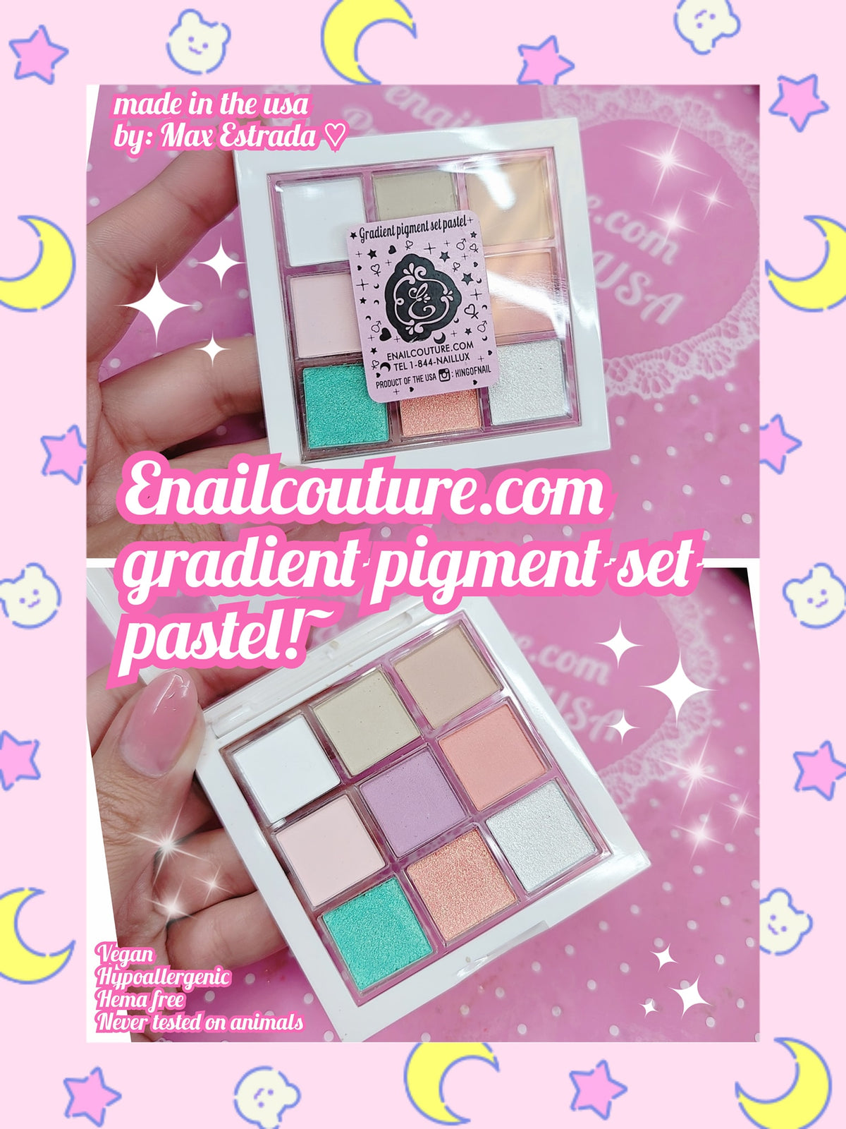 Gradient Pigment Set Pastel (Colors Nail Pigment Powder Set, Pearl neo ...