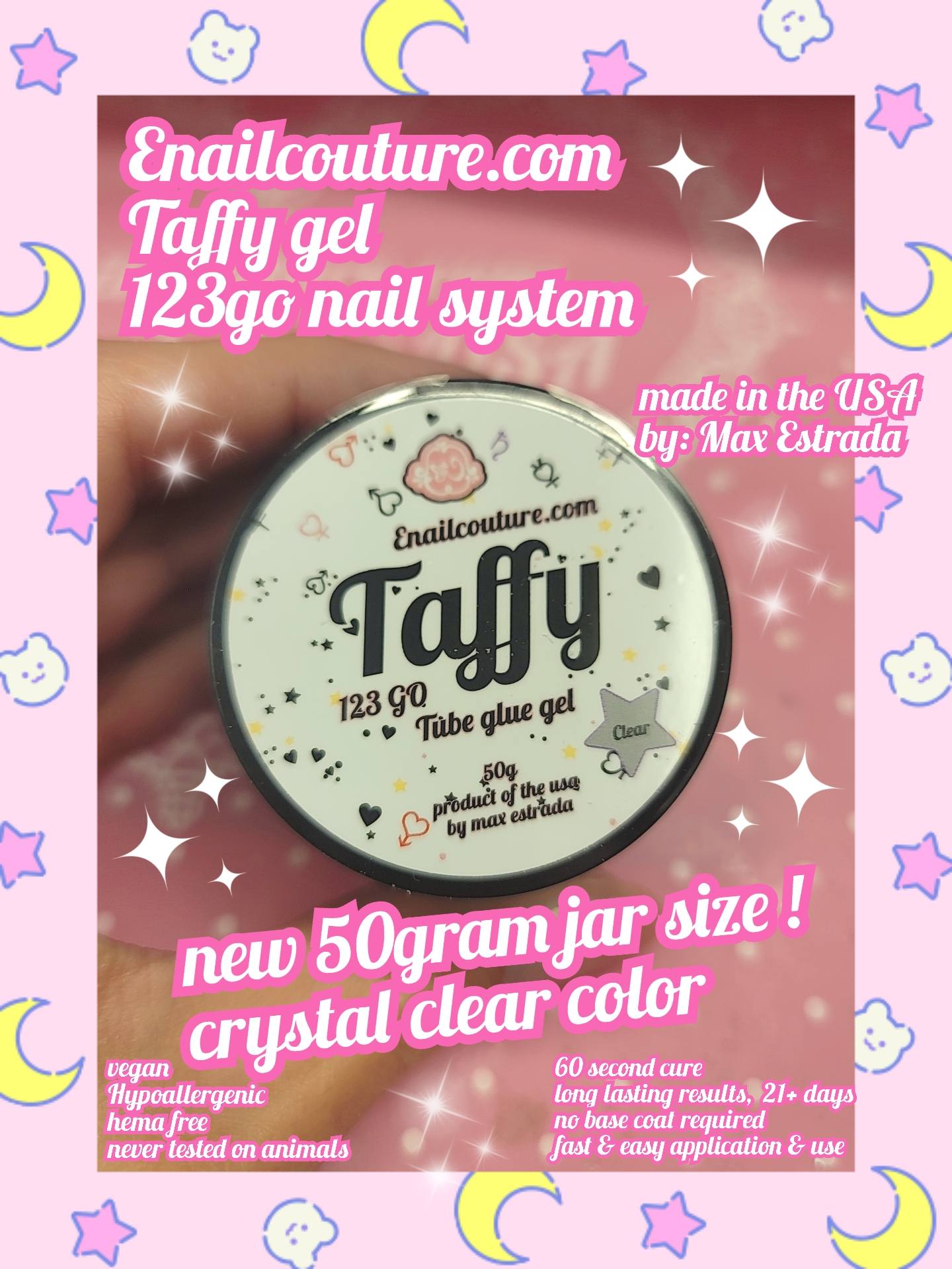 Taffy Gel ! 123go glue gel  (Soft Gel Nail Tips Glue Solid State Soak Off Super Strong Glue for Acrylic Nails Curing Needed for Nails Extension Press On Nails 15g)