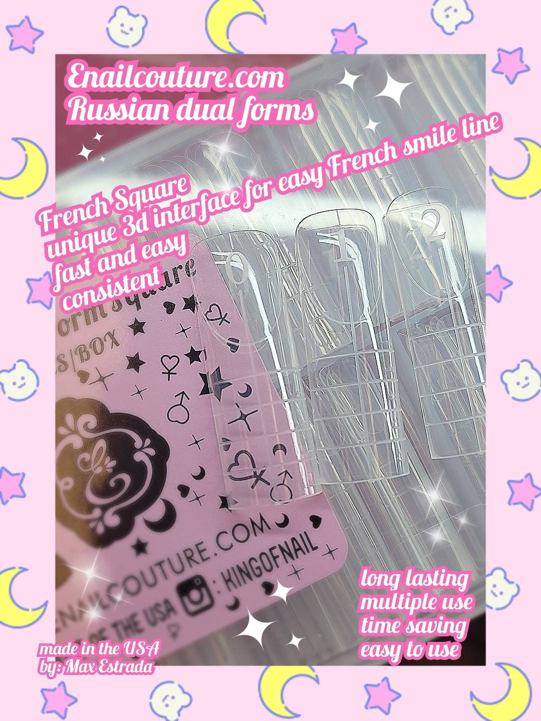 Russian Dual Forms!~ (Dual Nail Forms,Pointed Shape Extension Poly Nail Gel Nail Forms Full Cover Nail Molds 12 Sizes for Solid Nail Gel Glue Nail Art Design Salon)