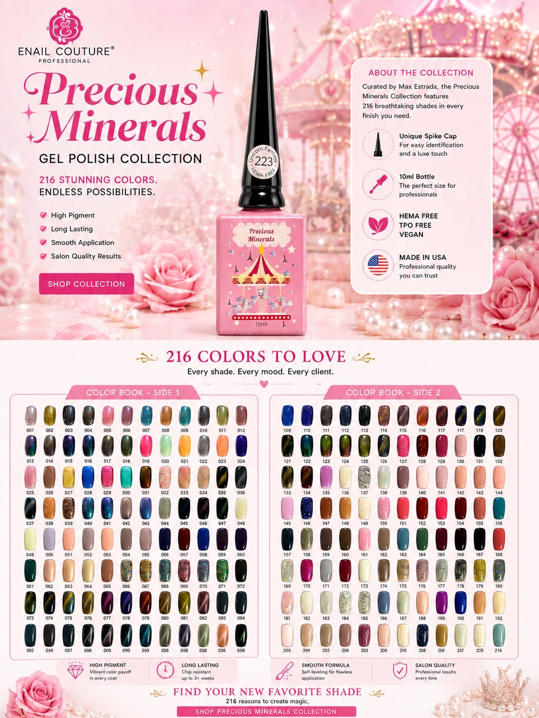 Precious Minerals Gel Polish Collection Color Chart 101–200 | eNailCouture