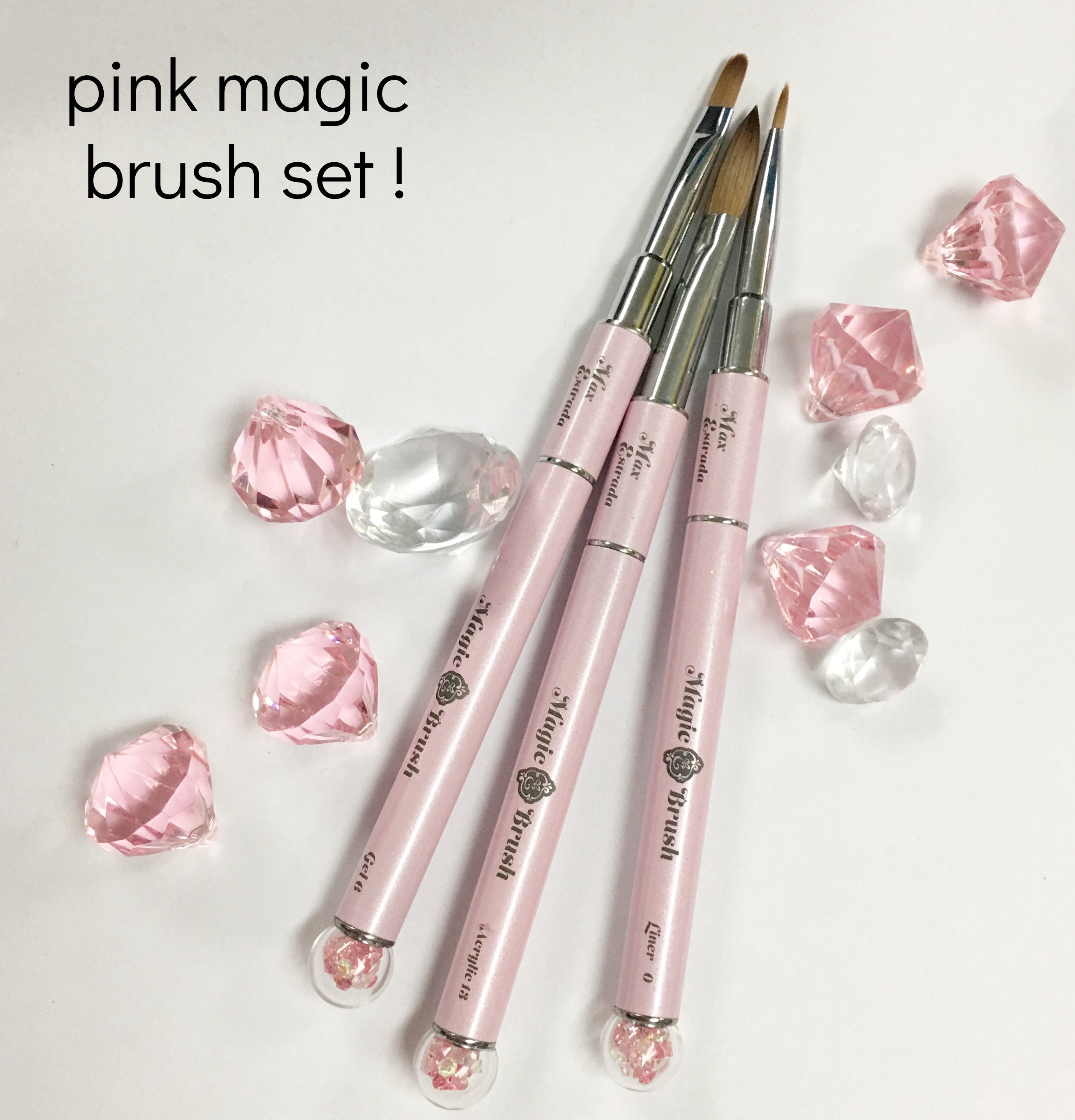 Pink Magic nail art brush set (set of 3 brushes)