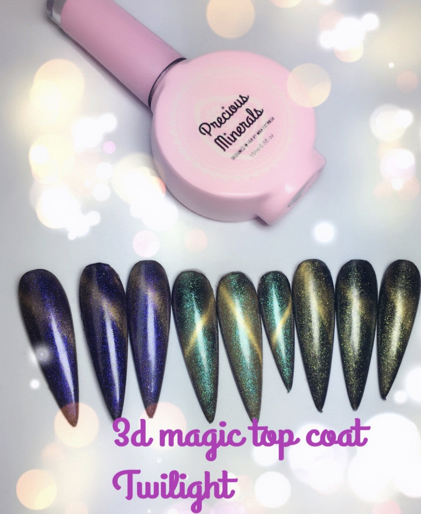Twilight~! 3D Magic Top Coat, Precious Minerals (Cat Eye Nail Gel Polish Chameleon UV LED Shining )