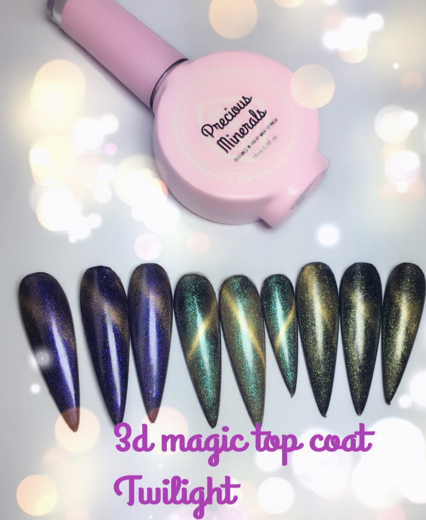 Twilight~! 3D Magic Top Coat, Precious Minerals (Cat Eye Nail Gel Polish  Chameleon UV LED Shining )