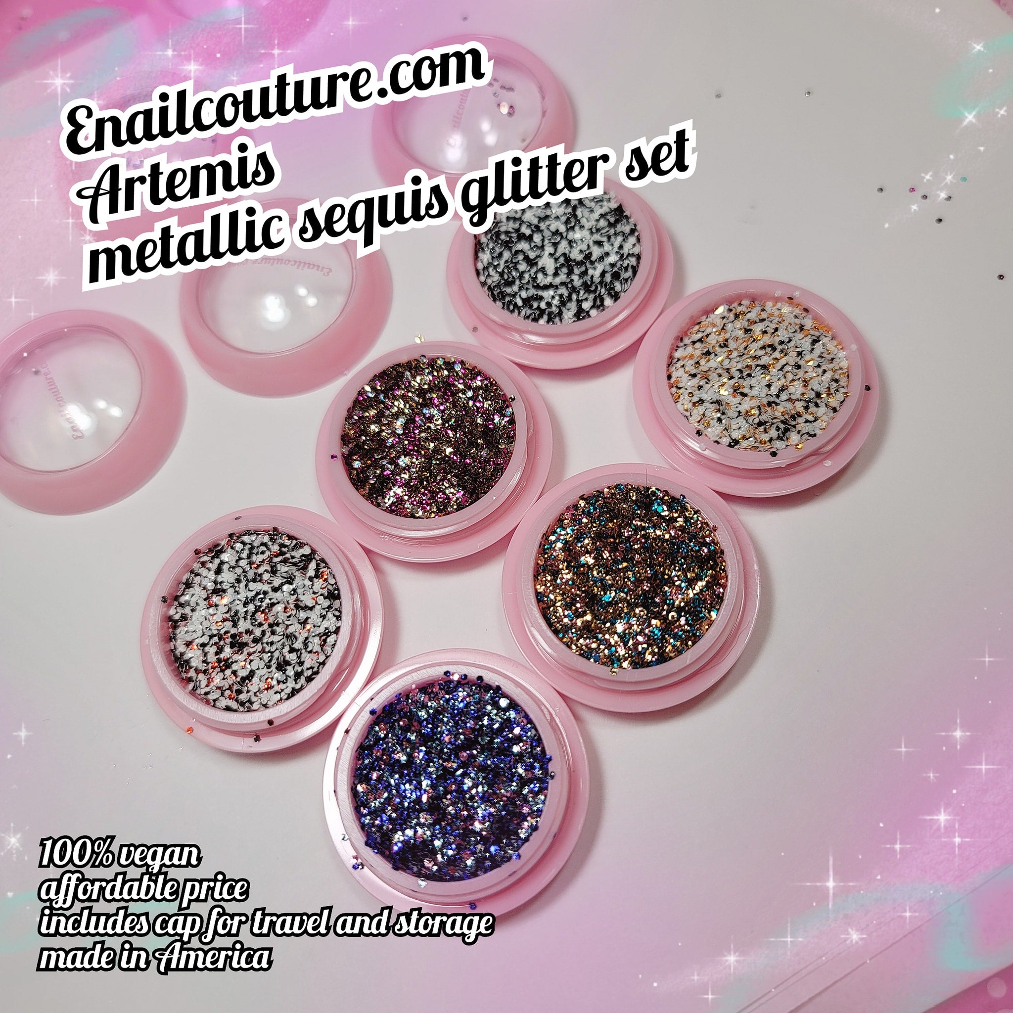 Arthemis metallic sequins Set (Set of 6 Holographic Nail Glitter Mermaid Powder Flakes Shiny Charms Hexagon Nail Art Pigment Dust Decoration Manicure)