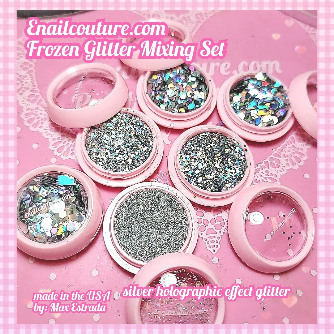 Frozen Glitter Set (Set of 6 Holographic Nail Glitter Mermaid Powder Flakes Shiny Charms Hexagon Nail Art Pigment Dust Decoration Manicure)