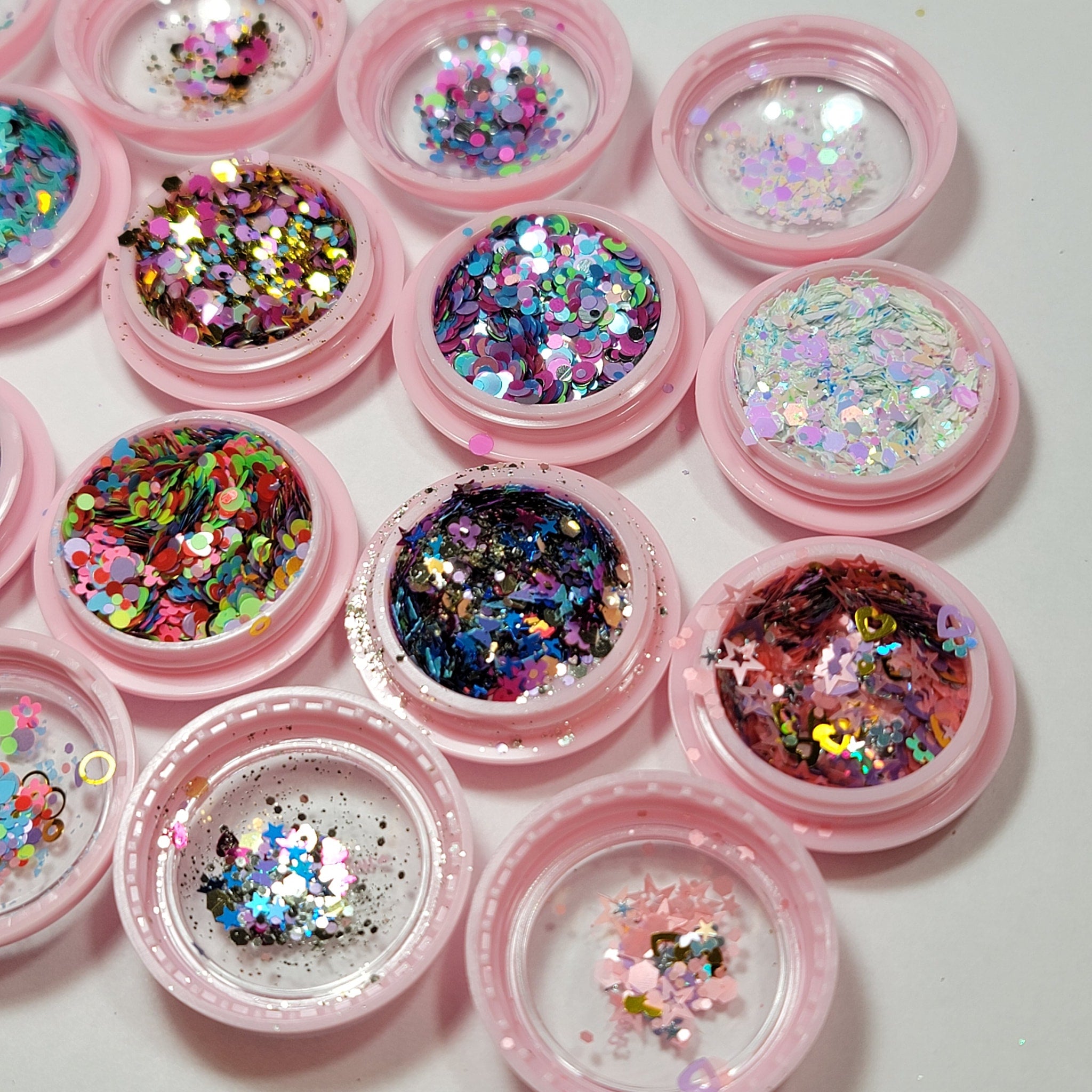 Pink Moon Dream glitter Set (Set of 9 Holographic Nail Glitter Mermaid Powder Flakes Shiny Charms Hexagon Nail Art Pigment Dust Decoration Manicure)