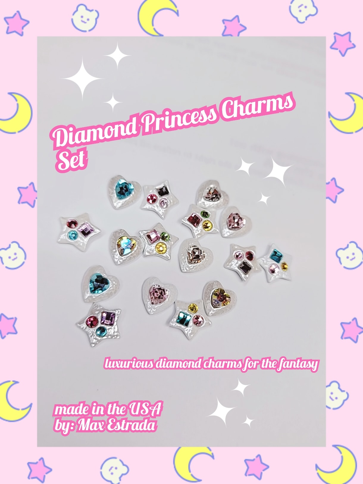 Diamond Princess charms !~ (3D Rhinestones for Nails, Nail Art Rhinestones, Luxury Charms Crystals Diamonds Gold Metal Gem Stones for DIY Nail Art Beauty Design, Nail Decoration Craft and Jewelry DIY Making)