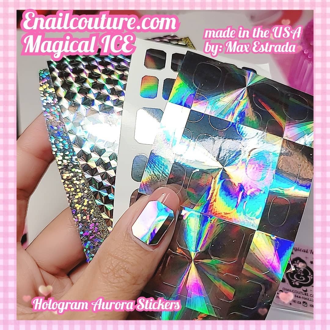 Magical Ice (Nail Art Ice Aurora Nail Art Sticker Appliqué Self Adhesive Fashion Nail Holographic Strip Tape Nail Art Stickers)