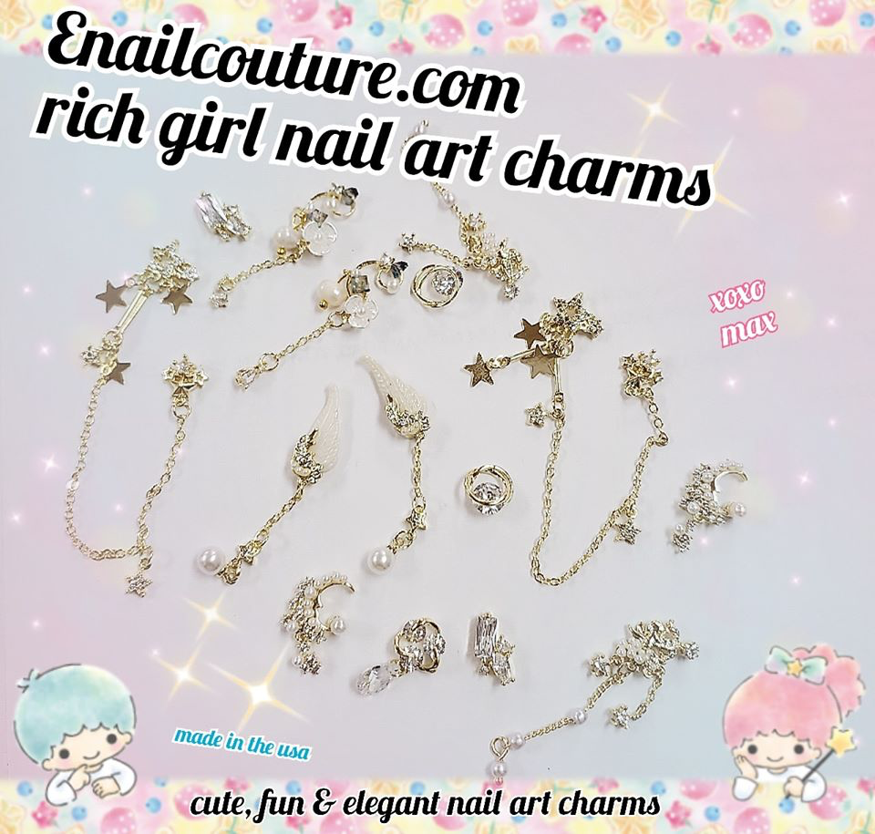 rich girl nail art charms decoration l !~ (3D Rhinestones for Nails, Nail Art Rhinestones, Luxury Charms Crystals Diamonds Gold Metal Gem Stones for DIY Nail Art Beauty Design, Nail Decoration Craft and Jewelry DIY Making)