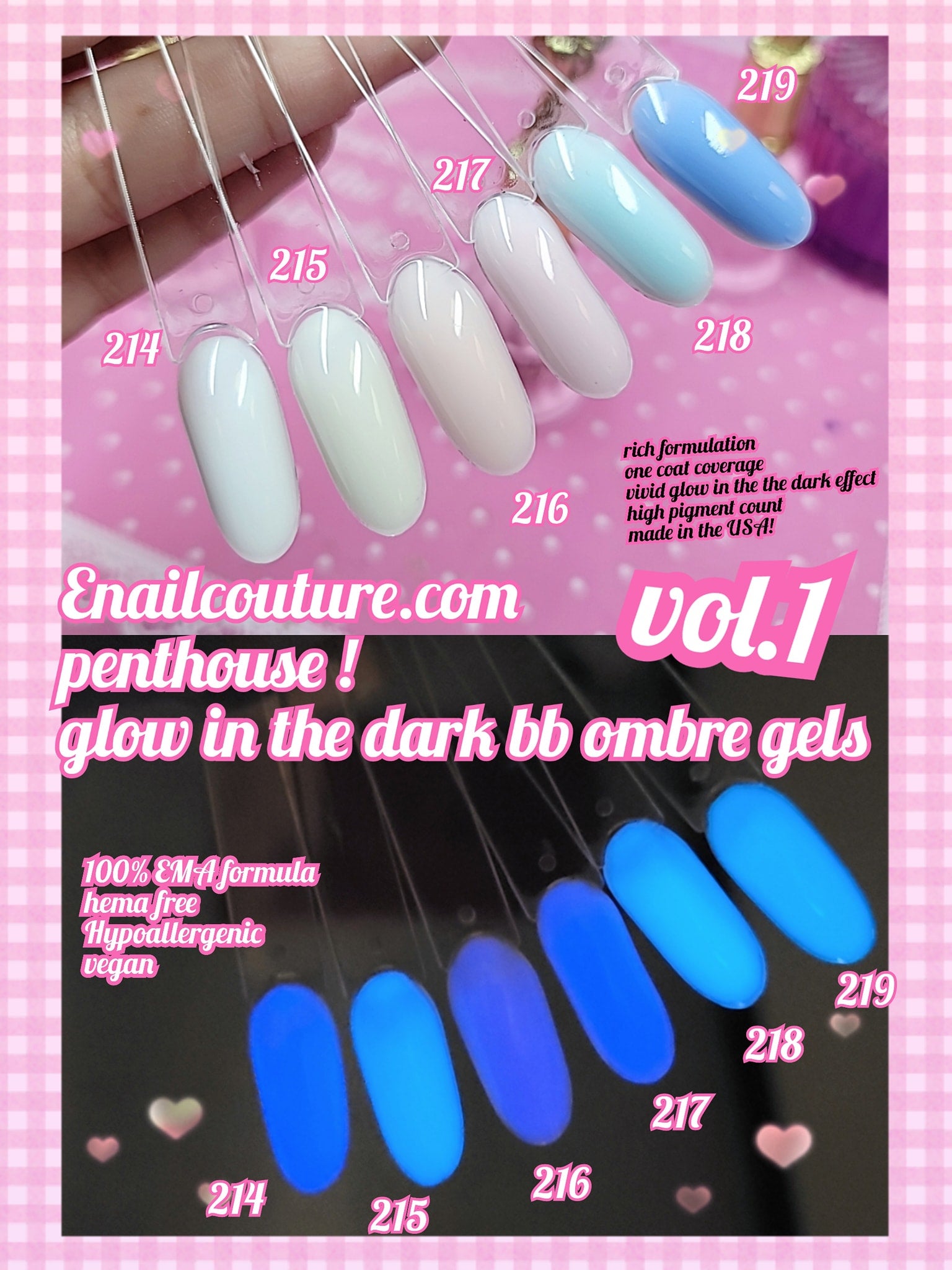 Penthouse bb ombre gels (Glow in The Dark Gel Nail Polish Set - 12 Colors Luminous Neon Nail Gel Polish Set Soak off UV/LED Glow Effect Nail Polish for DIY Nail Art Design)