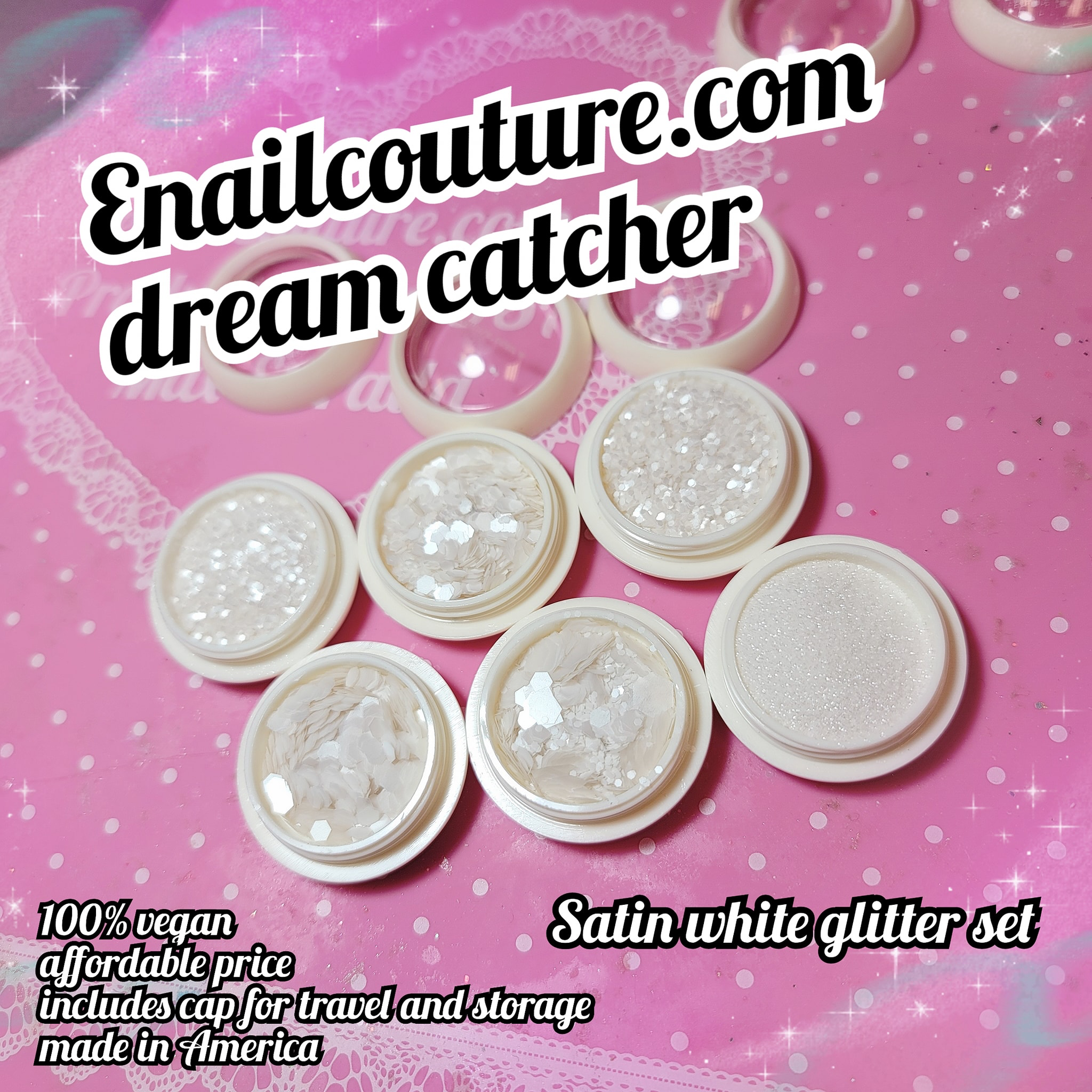 Dreamcatcher (Set of 6 satin Holographic Nail Glitter Mermaid Powder Flakes Shiny Charms Hexagon Nail Art Pigment Dust Decoration Manicure)