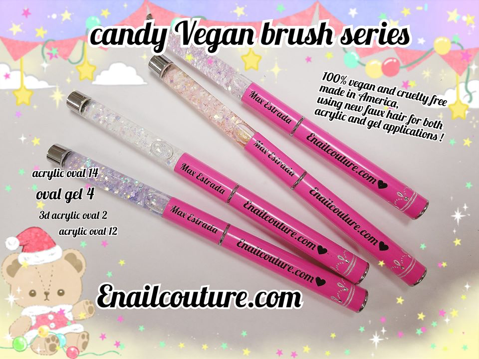 Candy Vegan Acrylic and Gel Brush series !~ (cruelty free nail art, gel and acrylic brushes)