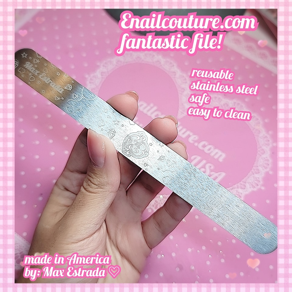 Fortune 8 Diamond Dust Nail File - Stainless Steel Nail Dresser - 9 Inch