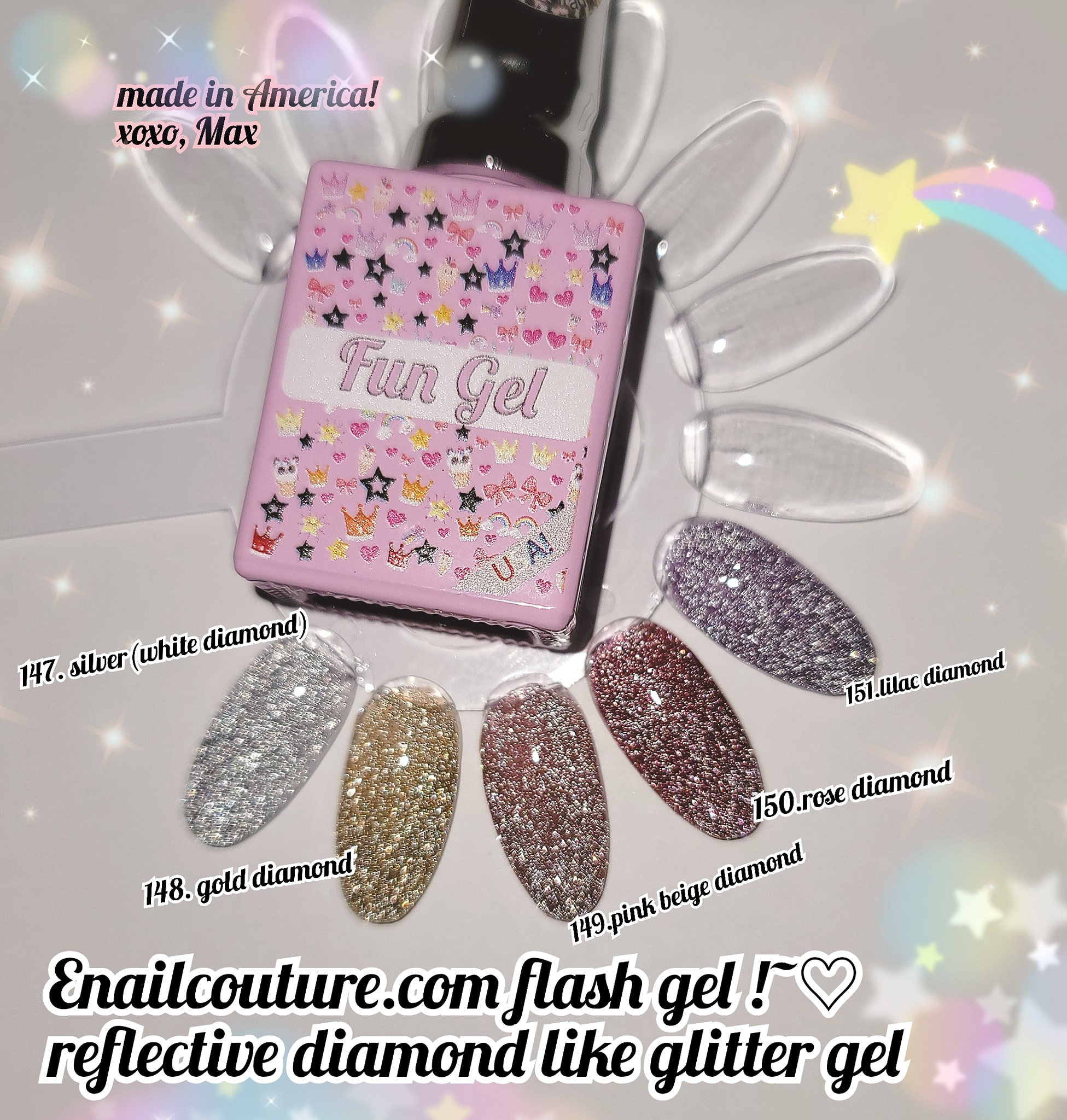 FZANEST Glitter Gel Nail Polish Led UV Sparkle Nail Gel Polish Colors Nail  Art Manicure(Diamond pink)