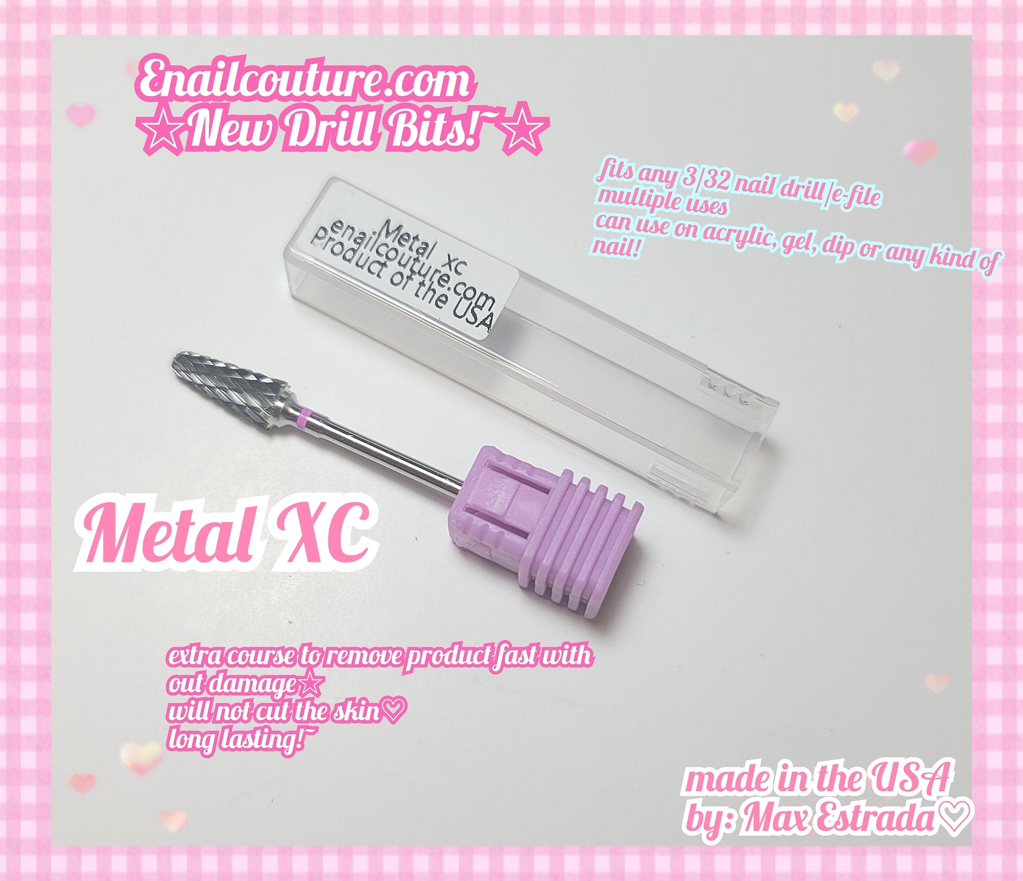 Metal XC bit (USA 3/32” Purple Tornado Nail Carbide Drill Bit - Fast Remove for Acrylic or Hard Gels Remover Professional Manicure Pedicure Rotary Tool- Extra Coarse)