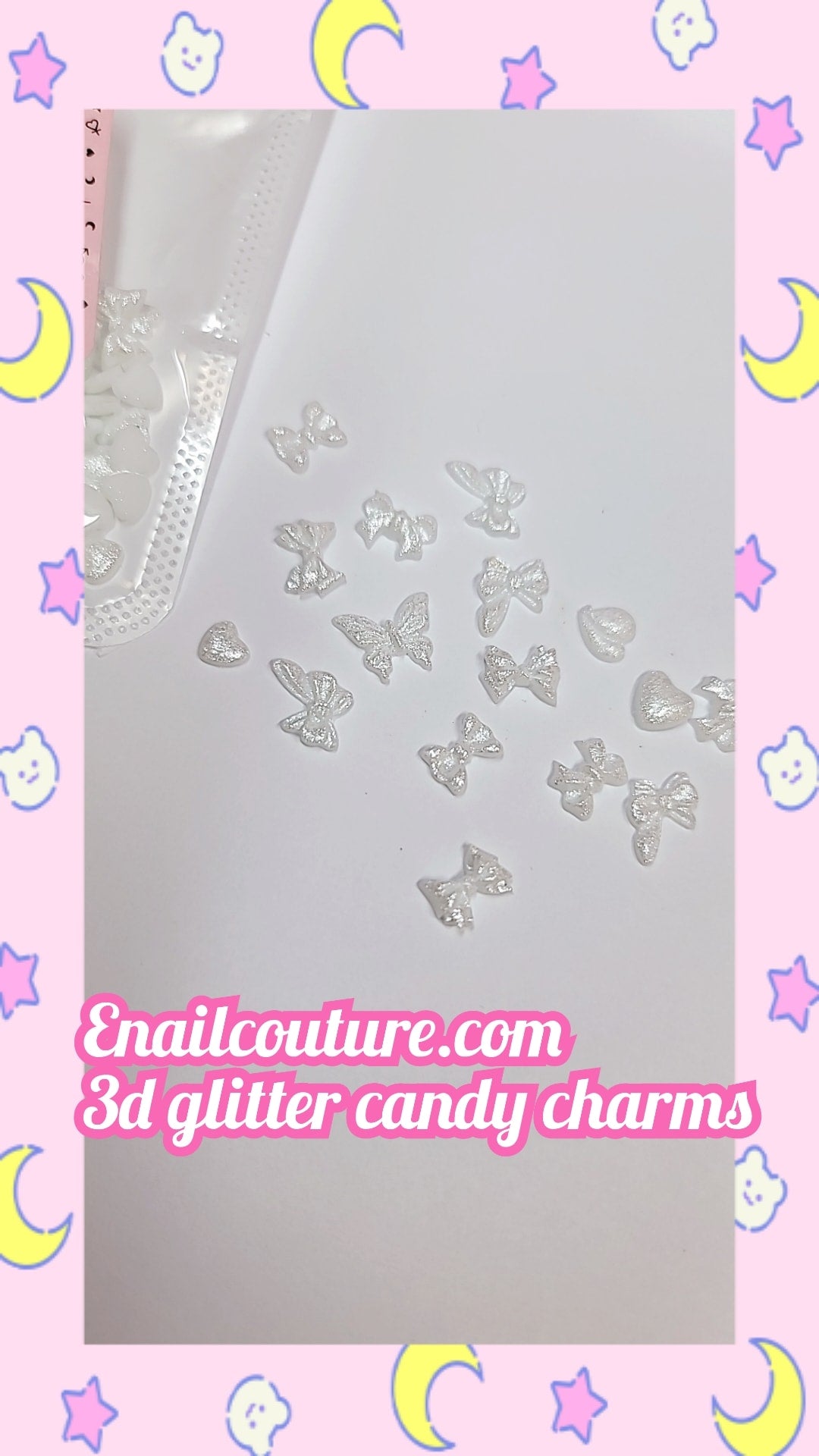 3d Glitter candy charms( 3D Rose Flower Butterfly Nail Charms Acrylic Pink Purple White 3D Butterfly Rose Flower Nail Art Charms Mix Pearl Glitter Round Beads for Nail Art Designs Accessories DIY Craft)