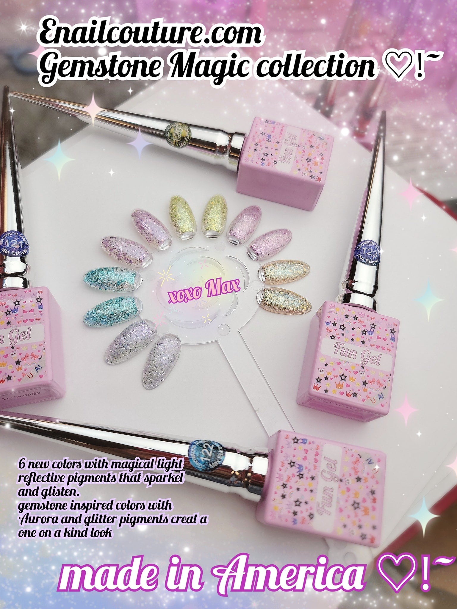 Gemstone Magic !~ fun gel opal rainbow gel polish collection (Clear Sparkle Diamond Shiny Silver Galaxy Crystal Transparent Gel Polish Set, Nail Gel with Glitter Sequins, LED Soak Off Manicure Varnish)