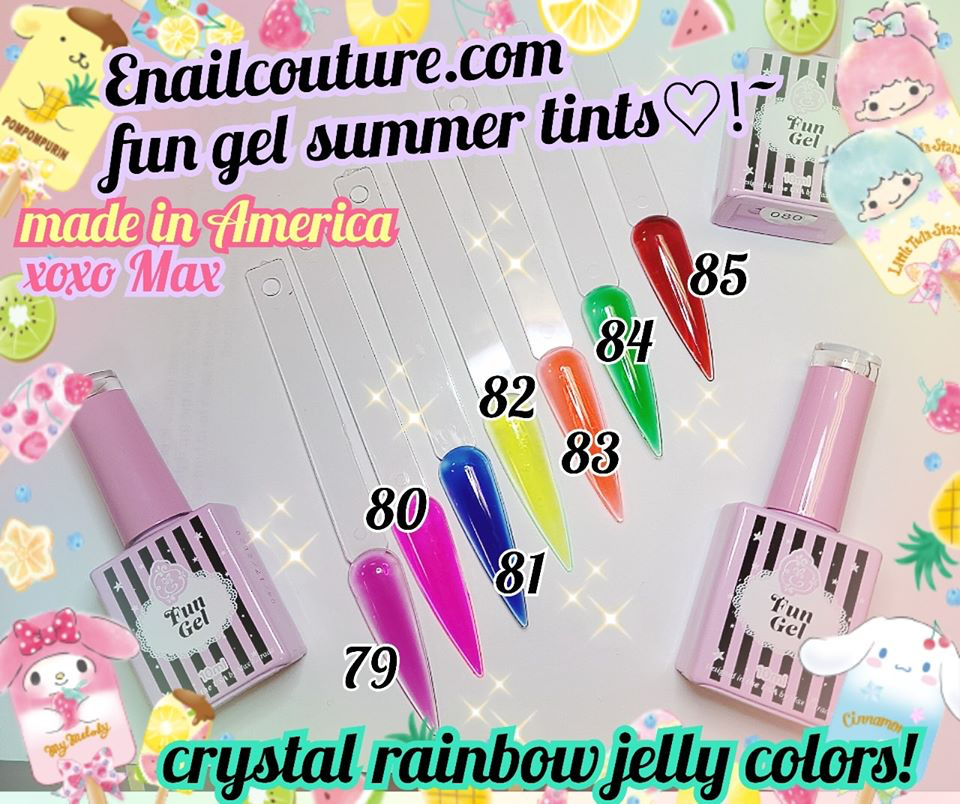 Fun Gel Summer Tints!~(Crystal Rainbow Gel Nail Polish Jelly Candy Gel Nail DIY in Summer Soak Off UV LED )