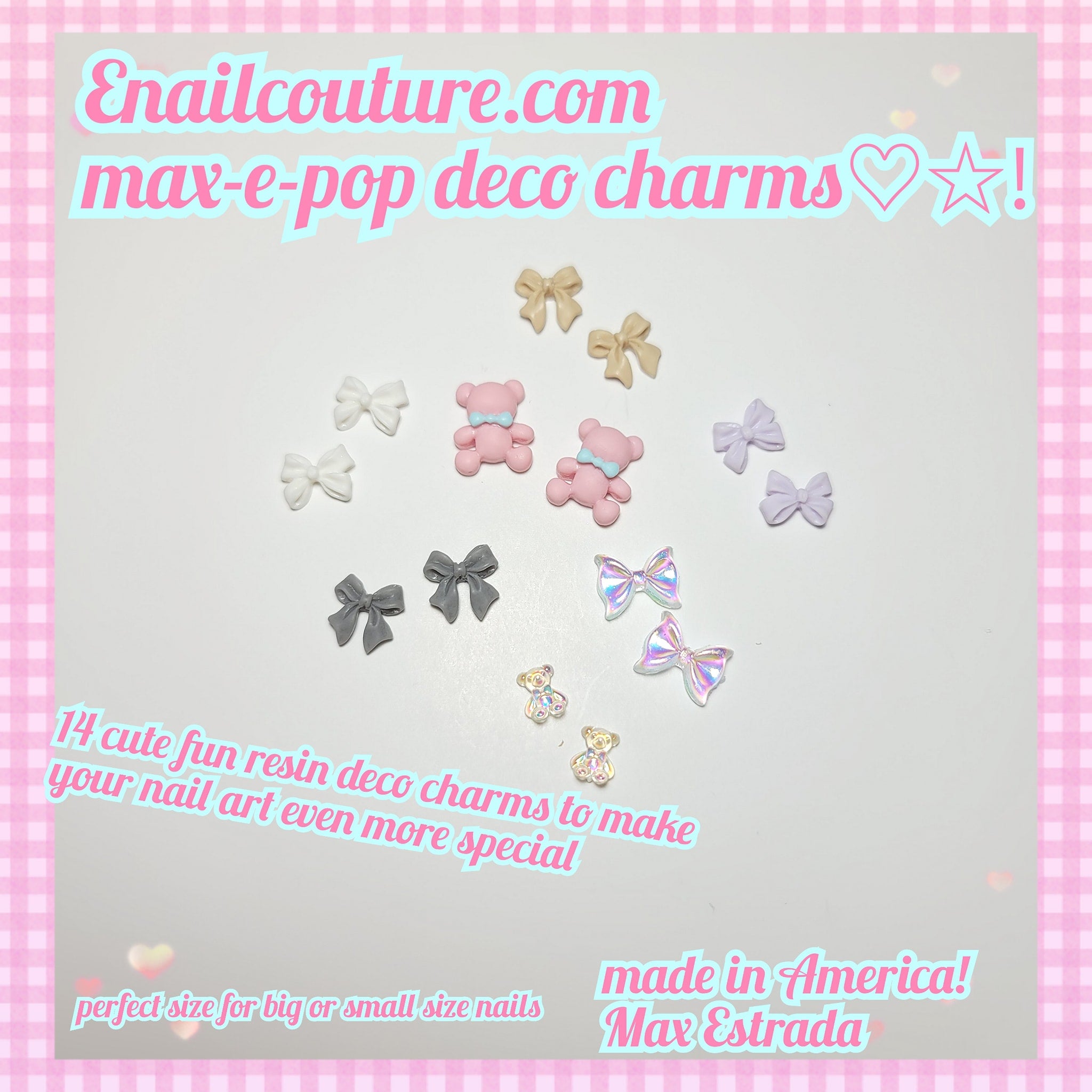 max-e-pop deco 3d charms! (3D Butterfly Bow Nail Charms Acrylic 3D Nail Art Charms, 3D Cute Bear Resin  Nail Art Charms for Nails Accessories Supplies DIY Jewelry Crafting)